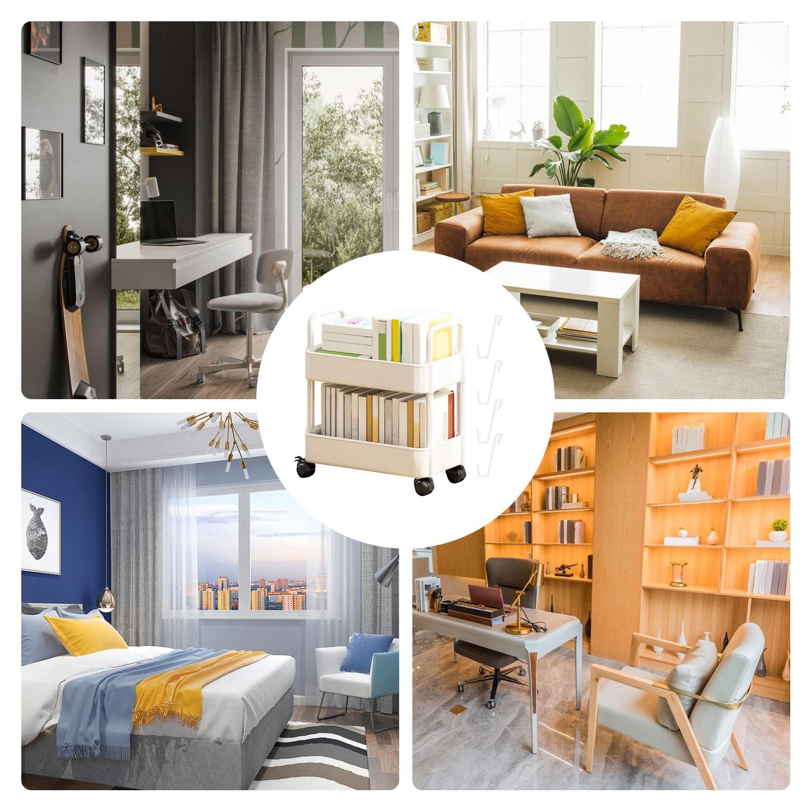 Carrello per libreria Mobile - Organizzatore portaoggetti con ruote - Multifunzionale per Camera da Letto, Soggiorno, Scuola, Bambini