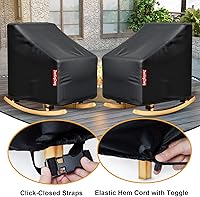 Vista 2 de Paquete de 4 fundas para sillas de patio, fundas para muebles de exterior con tira impermeable, se adapta como funda de asiento profundo de césped