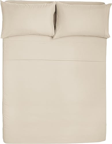 Miniatura 2 de Tienda Basics Juego de sábanas de microfibra ligera súper suave y de fácil cuidado de 4 piezas con bolsillos de 14 pulgadas de profundidad, tamaño