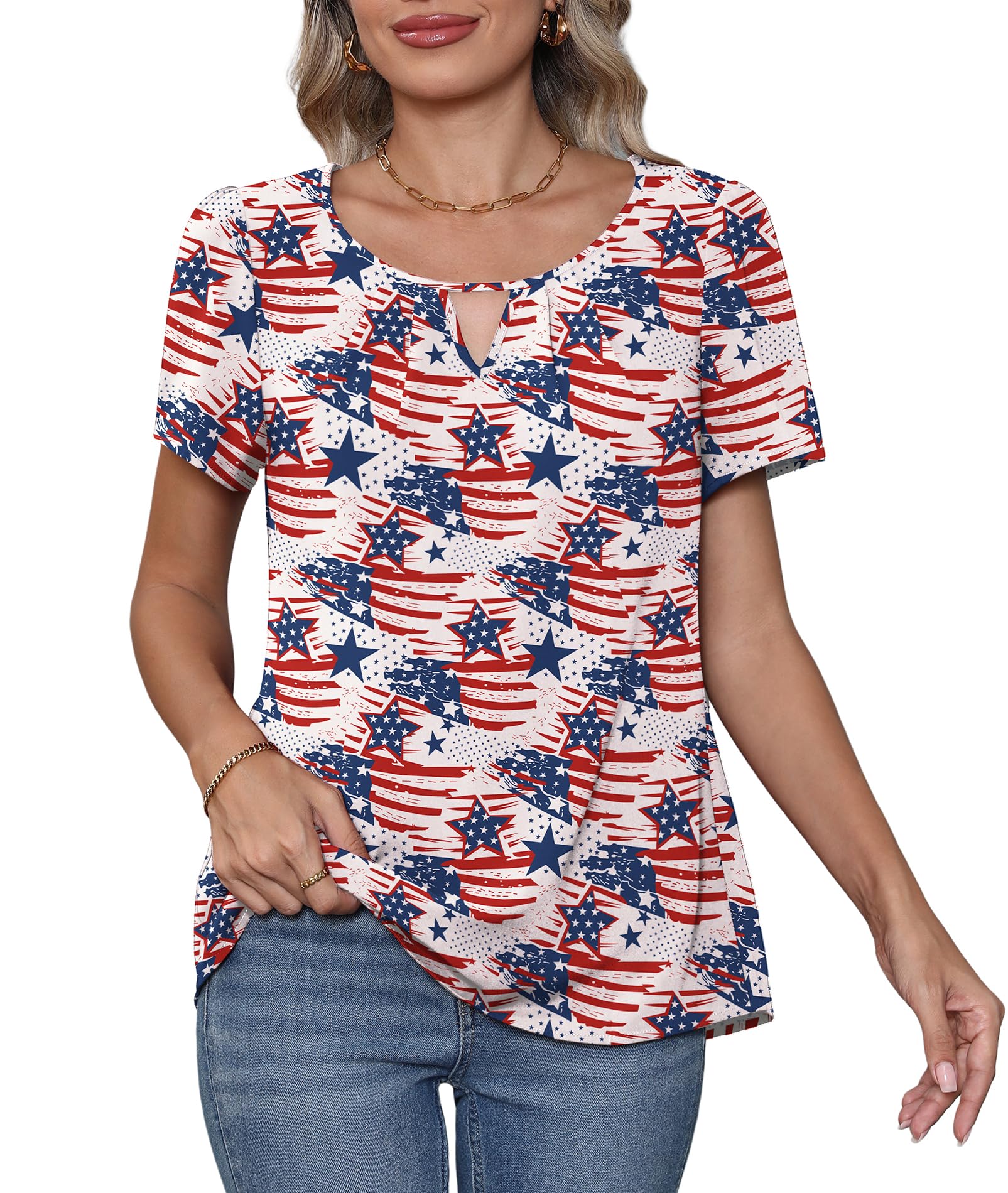 czyinxian women's summer casual short sleeve blouse dressy round neck business chiffon top shirt