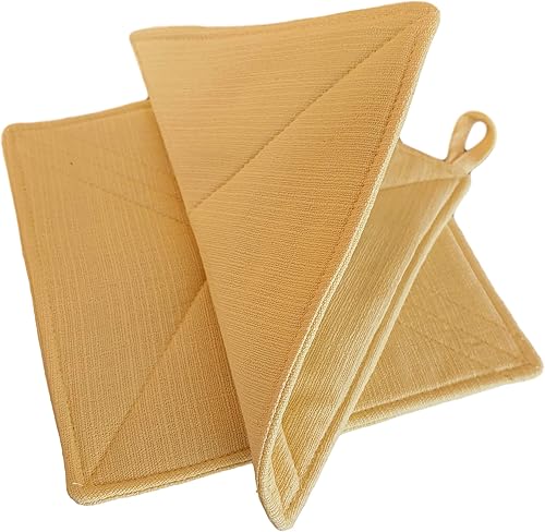 Miniatura 2 de CUSHYSTORE Soporte para ollas de 7.5 pulgadas, almohadillas térmicas para horno estilo cabaña, para cocina, color amarillo liso, 2 paquetes