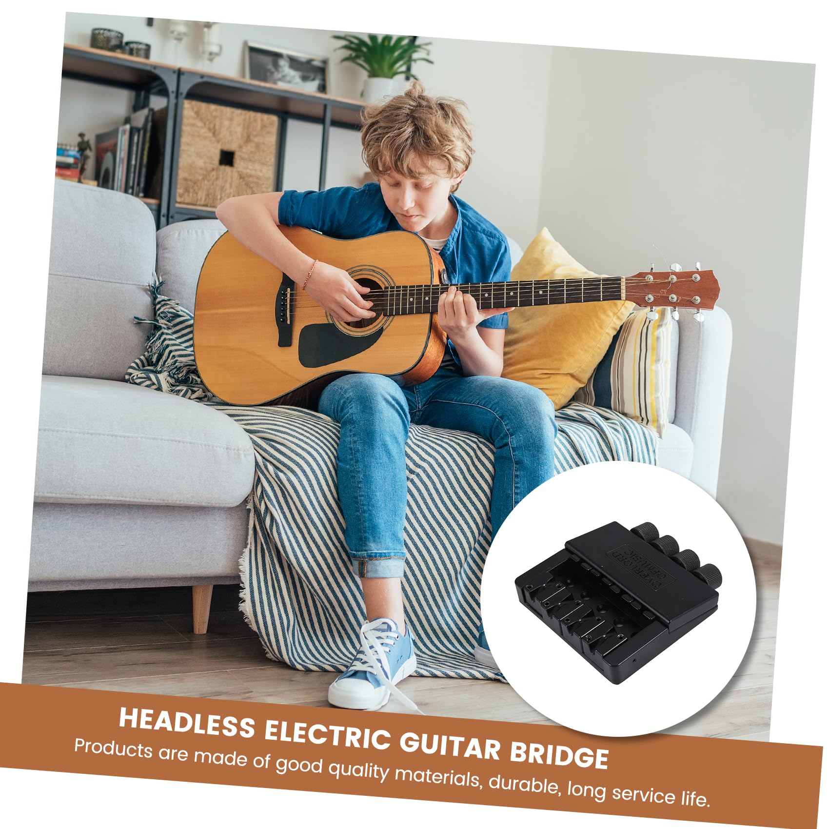 1 Set 4 String Headless Bass Guitar Bridge System Basso Elettrico Parte per Sostituzione Basso Elettrico Headless