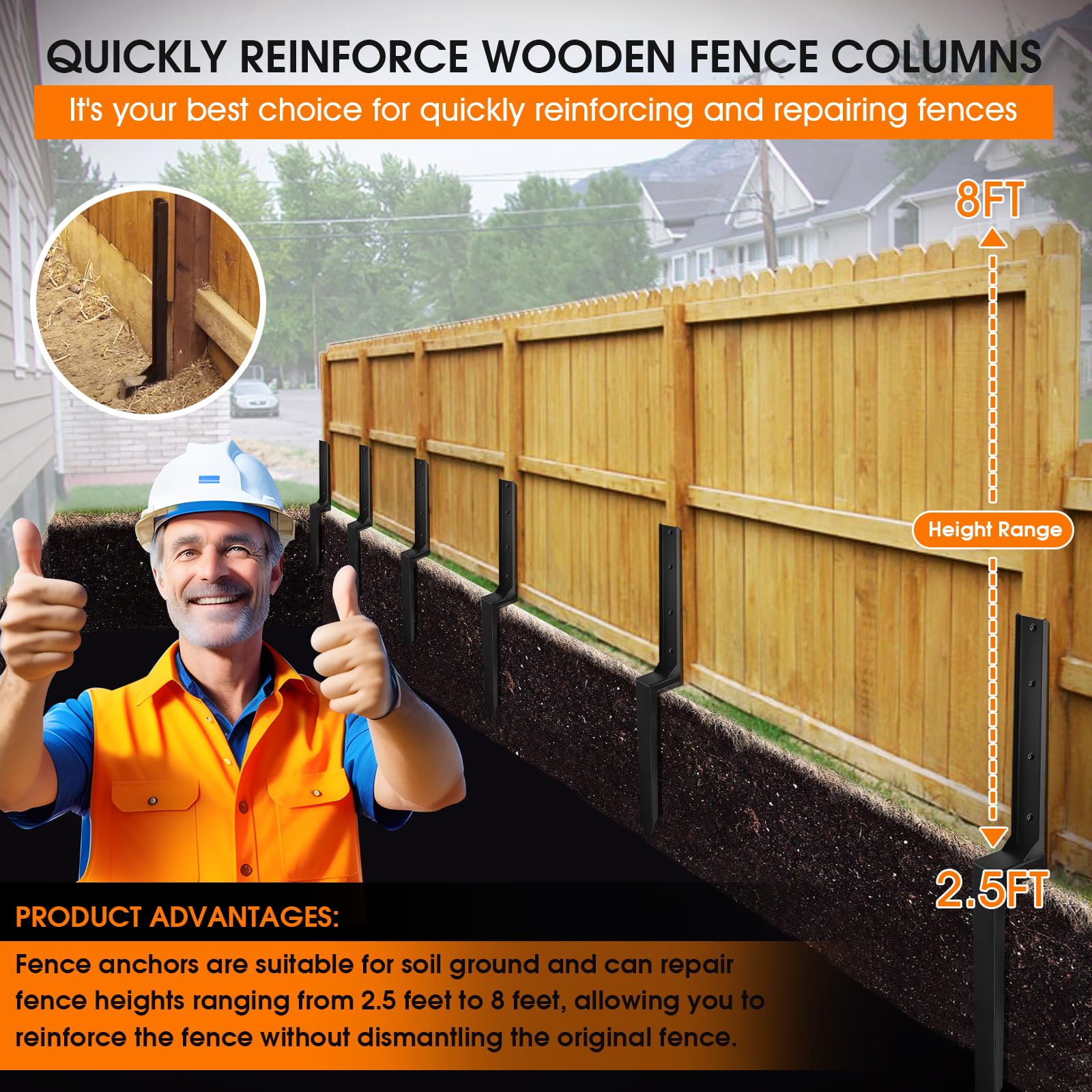 Snapklik.com : Folconroad Heavy Duty Steel Industrial Fence Post Repair Kit