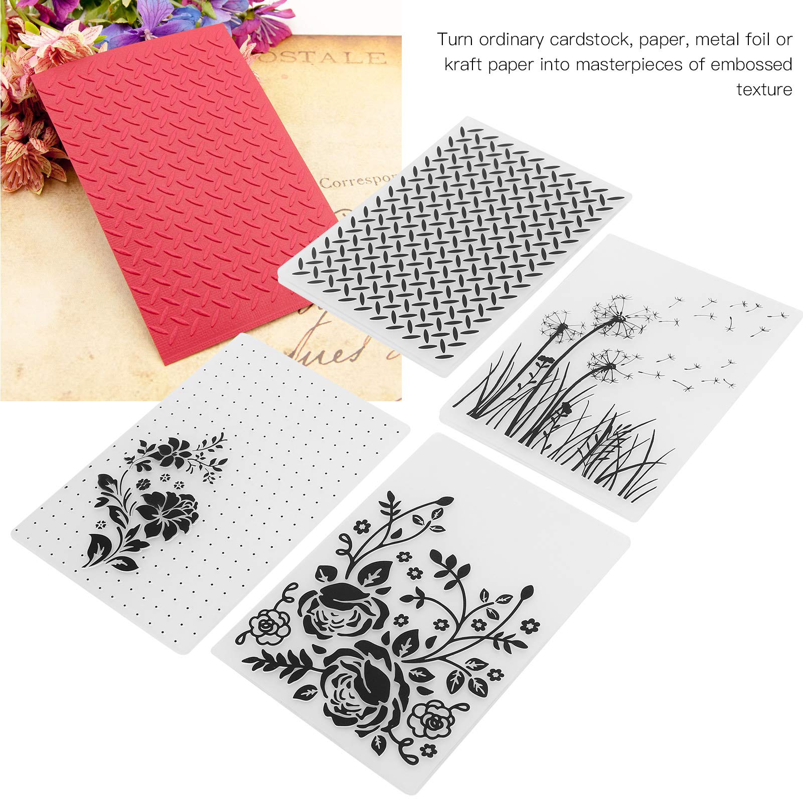 Set Di 6 Stencil Per Goffratura – 51 Stampini In Metallo, Forme Di Fiori E Foglie, Per Scrapbooking E Biglietti Fai Da Te - 5