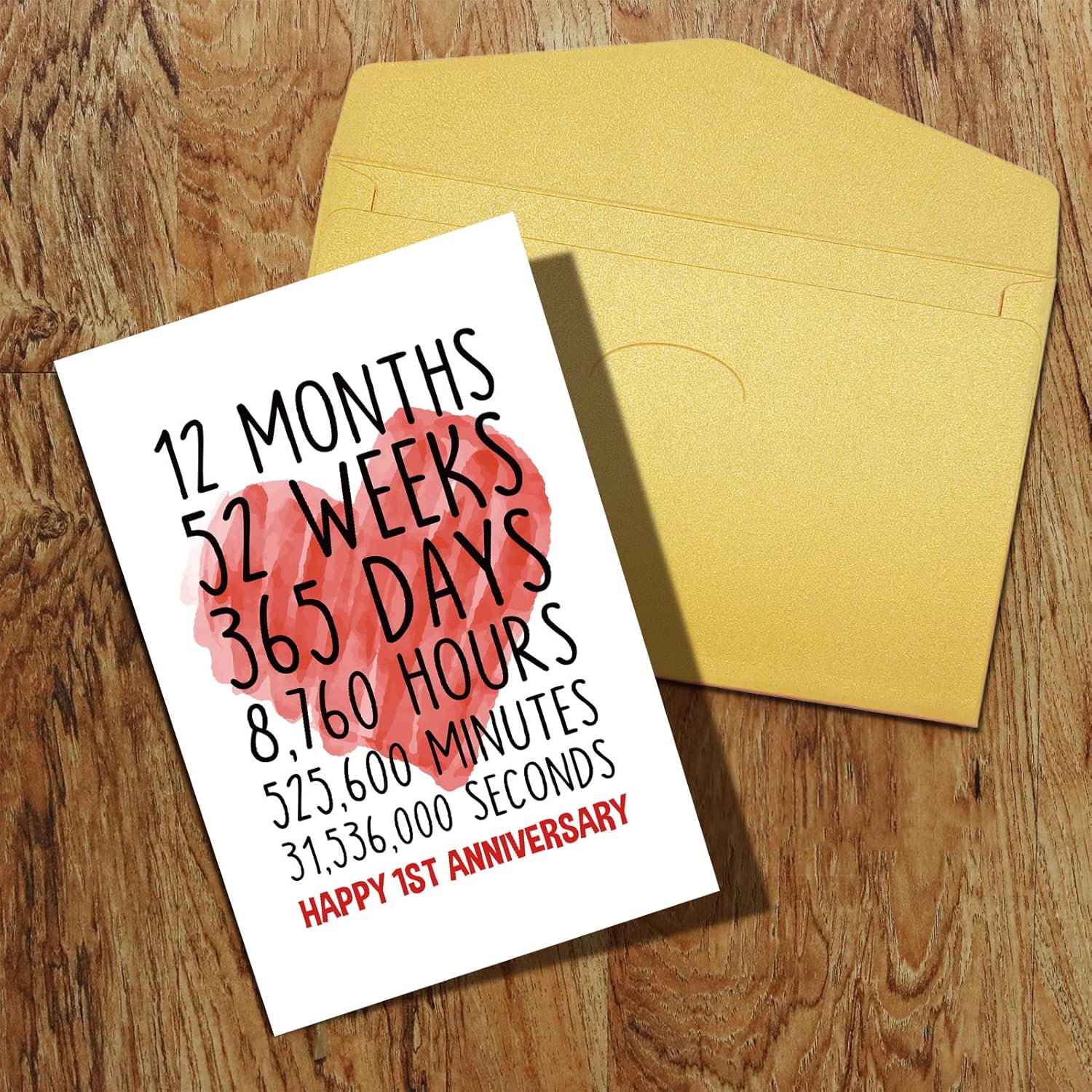 Qiliji Happy 1st Anniversary Card for Him Her, First Wedding Anniversary Greeting Card, Funny One Year Together Anniversary Card image 8 of 8 B0C3M53Y23