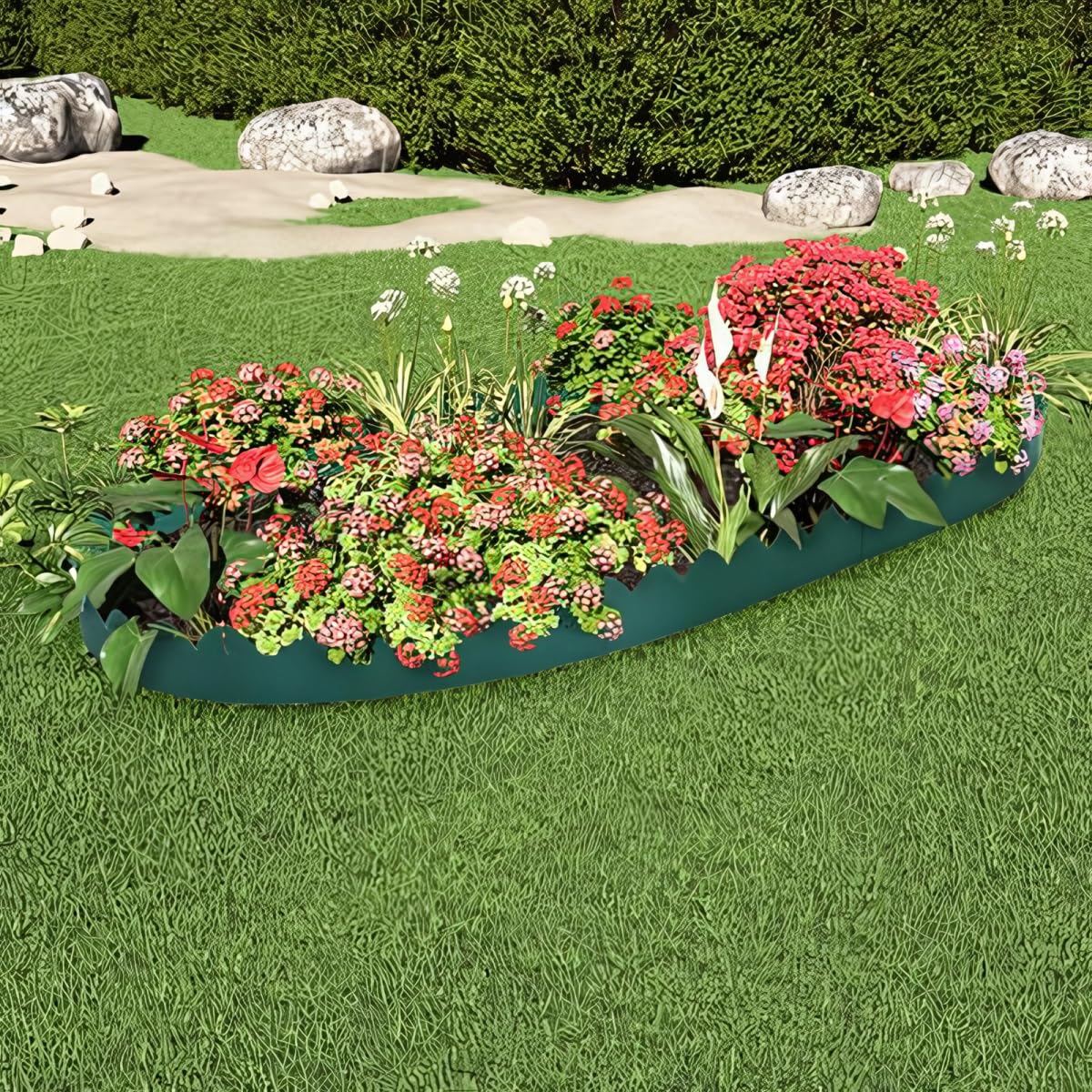Bordo Per Prato HomeZone, Rotolo Verde 12cm X 6m, Bordatura Flessibile In PVC Per Aiuole E Giardino