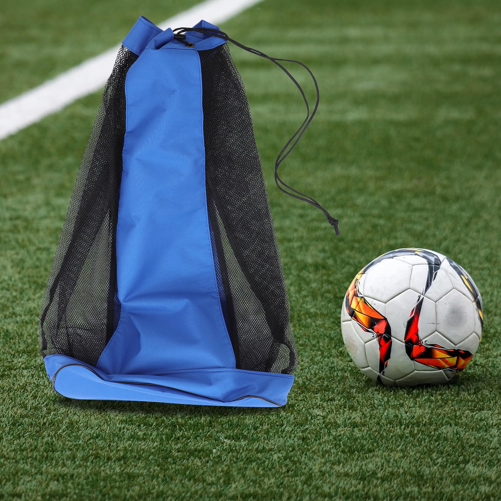 KOMBIUDA Borsa da Calcio a Rete Coulisse Resistente, Sacca Porta Attrezzatura Sportiva Ventilata Tracolla Singola per Palloni da Basket, Baseball e Nuoto, per Allenamento e Palestra