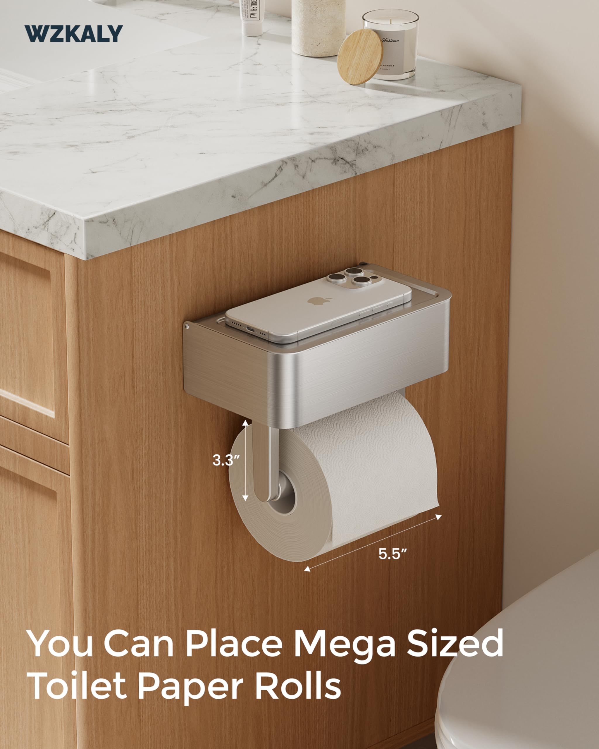 Soporte para Papel higiénico con Estante, dispensador de toallitas Desechables y Almacenamiento Que se Adapta a Cualquier baño, Mantiene Tus toallitas húmedas Ocultas, Organizador de baño de