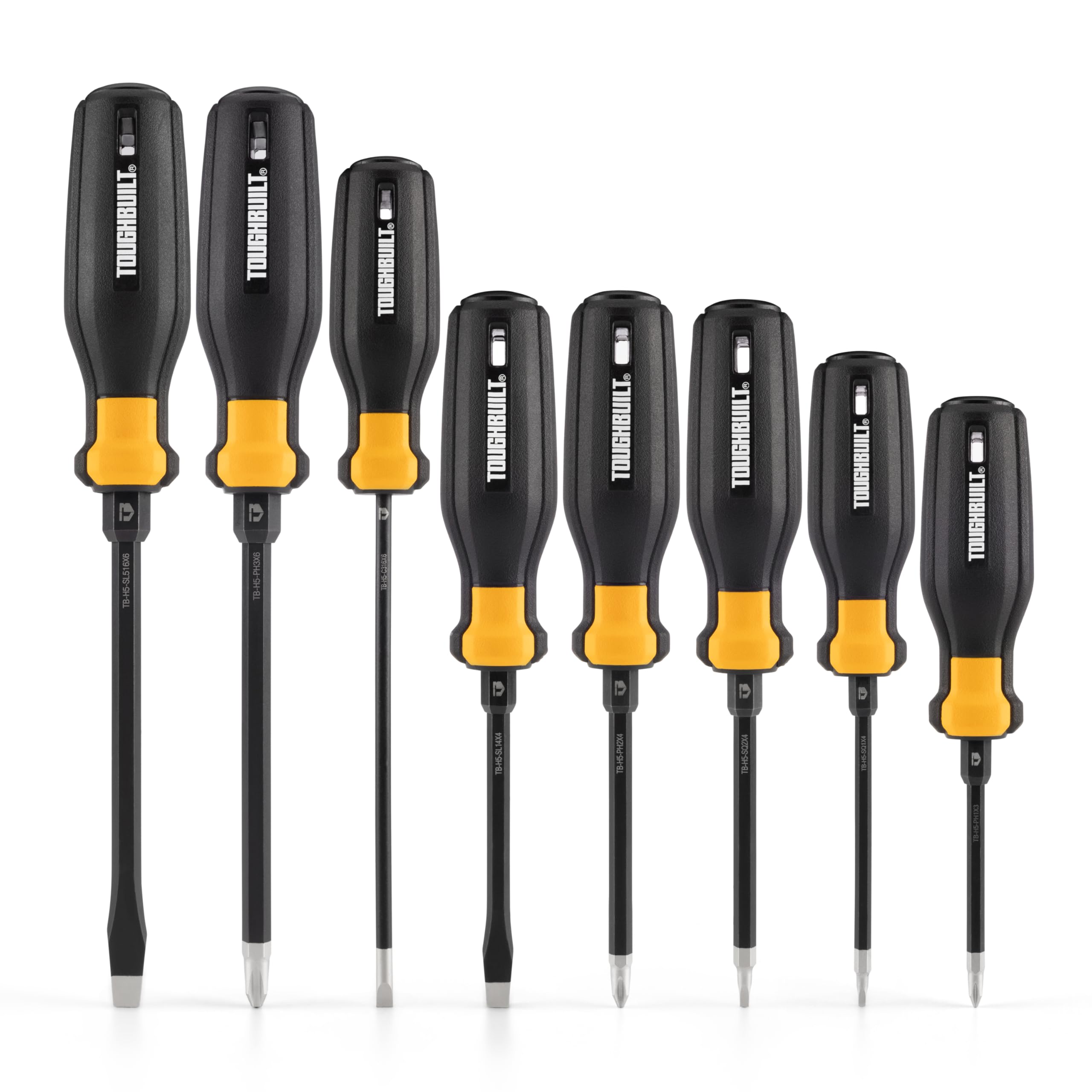 ToughBuilt - 8-Piece Standard Screwdriver Set, Magnetic Tips, TB-H5S8-A