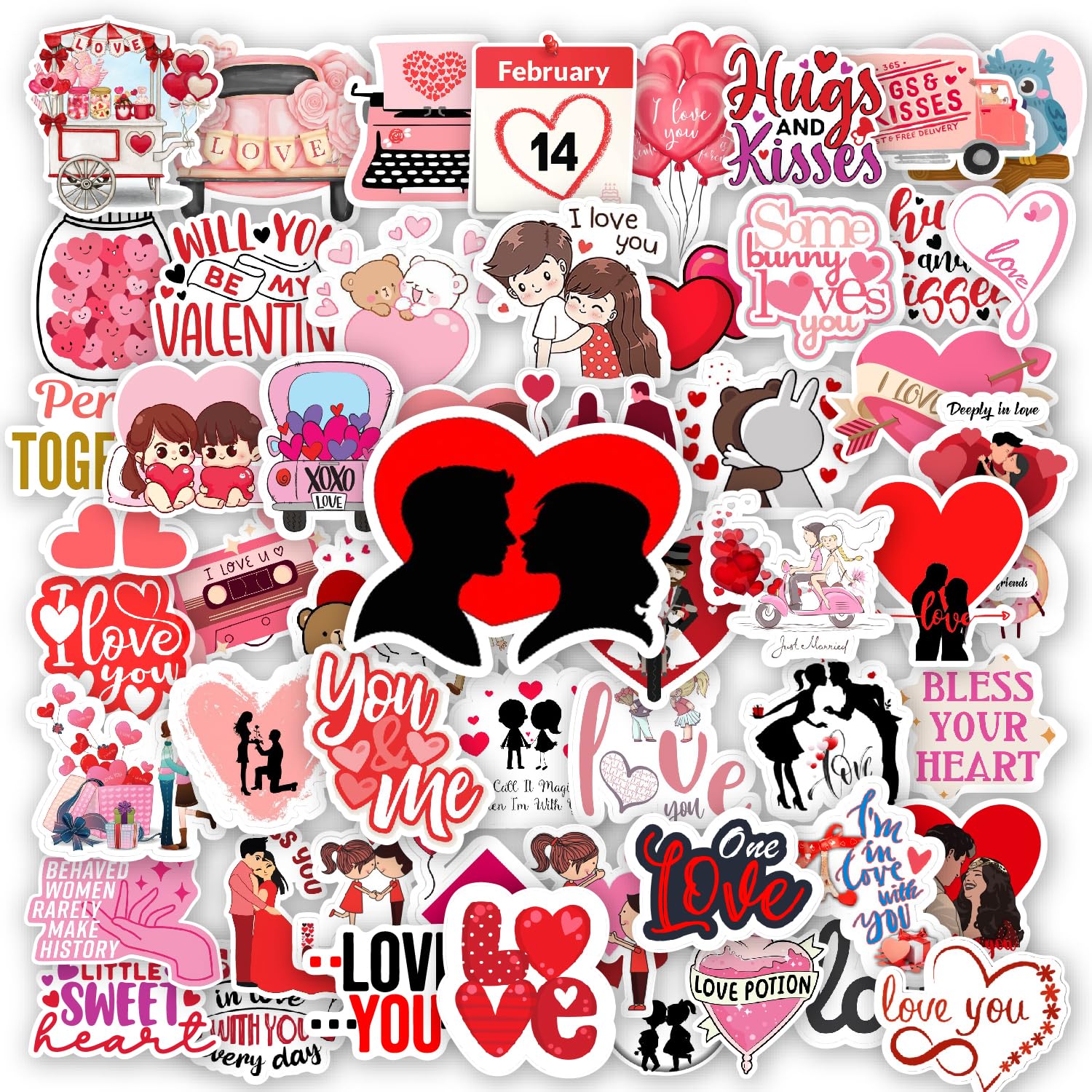 80 PCs Cute Love Stickers for Journal Laptop Diary Girls Scrapbooking DIY Sticker