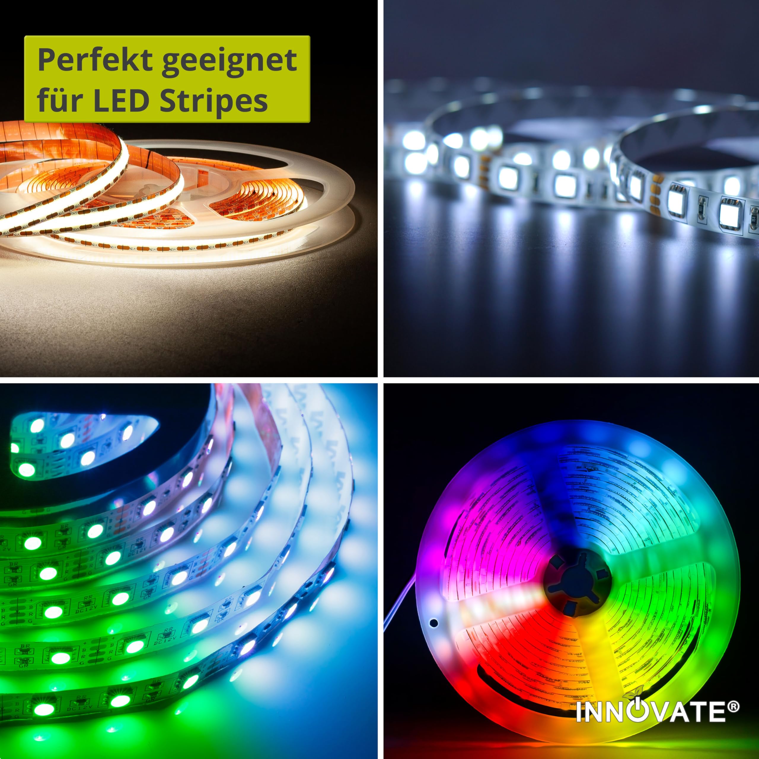 INNOVATE LED Trafo ECO mit Eurostecker und Mini AMP Female 24 Volt/DC, 0-50W - LED Treiber - Transformator - Netzteil - Driver - Power Supply - Netzgerät mit Anschlusskabel (24V 50W)