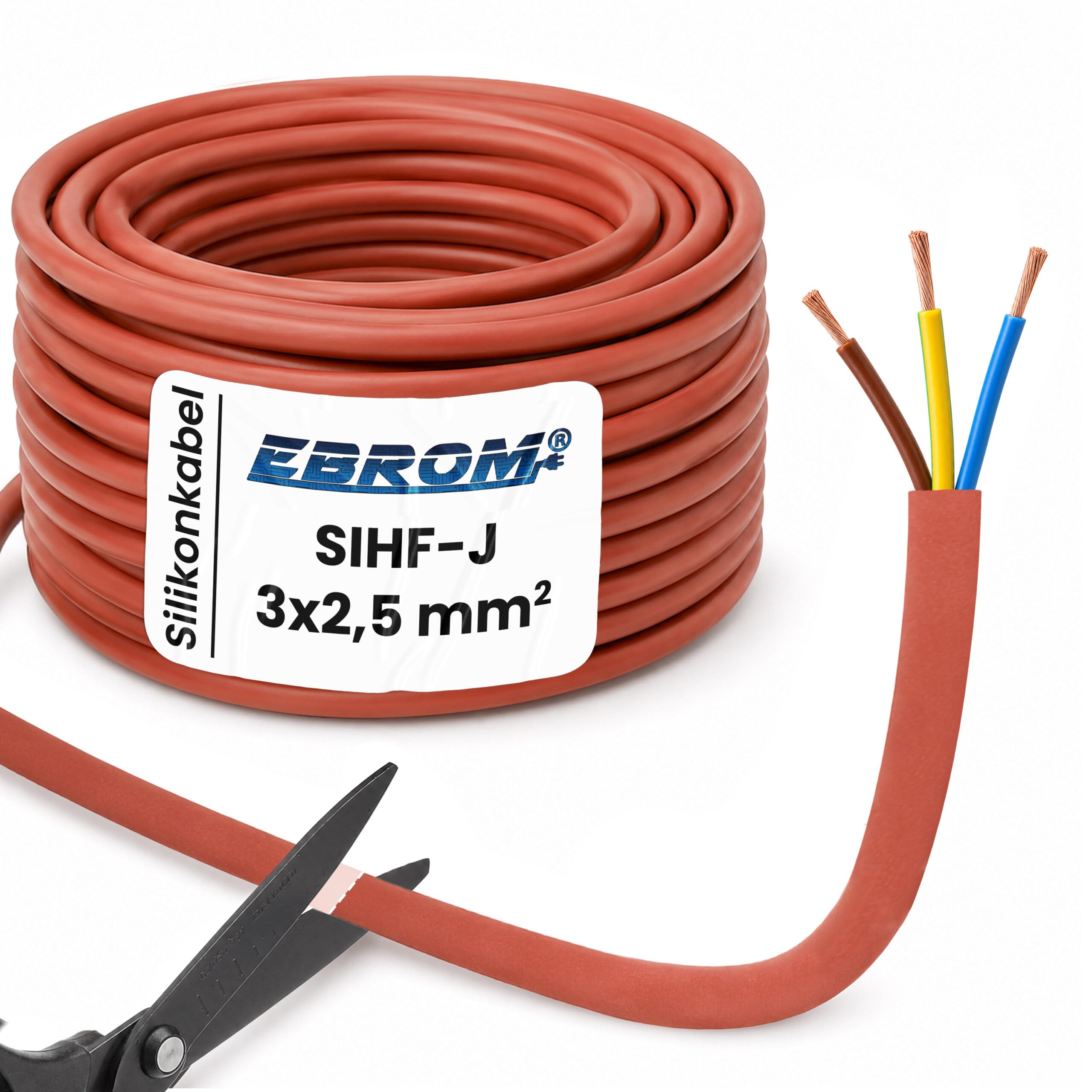 SIHF-J, cavo per sauna, in silicone, al metro, 3 x 2,5 mm², rame OFC zincato al 100% -