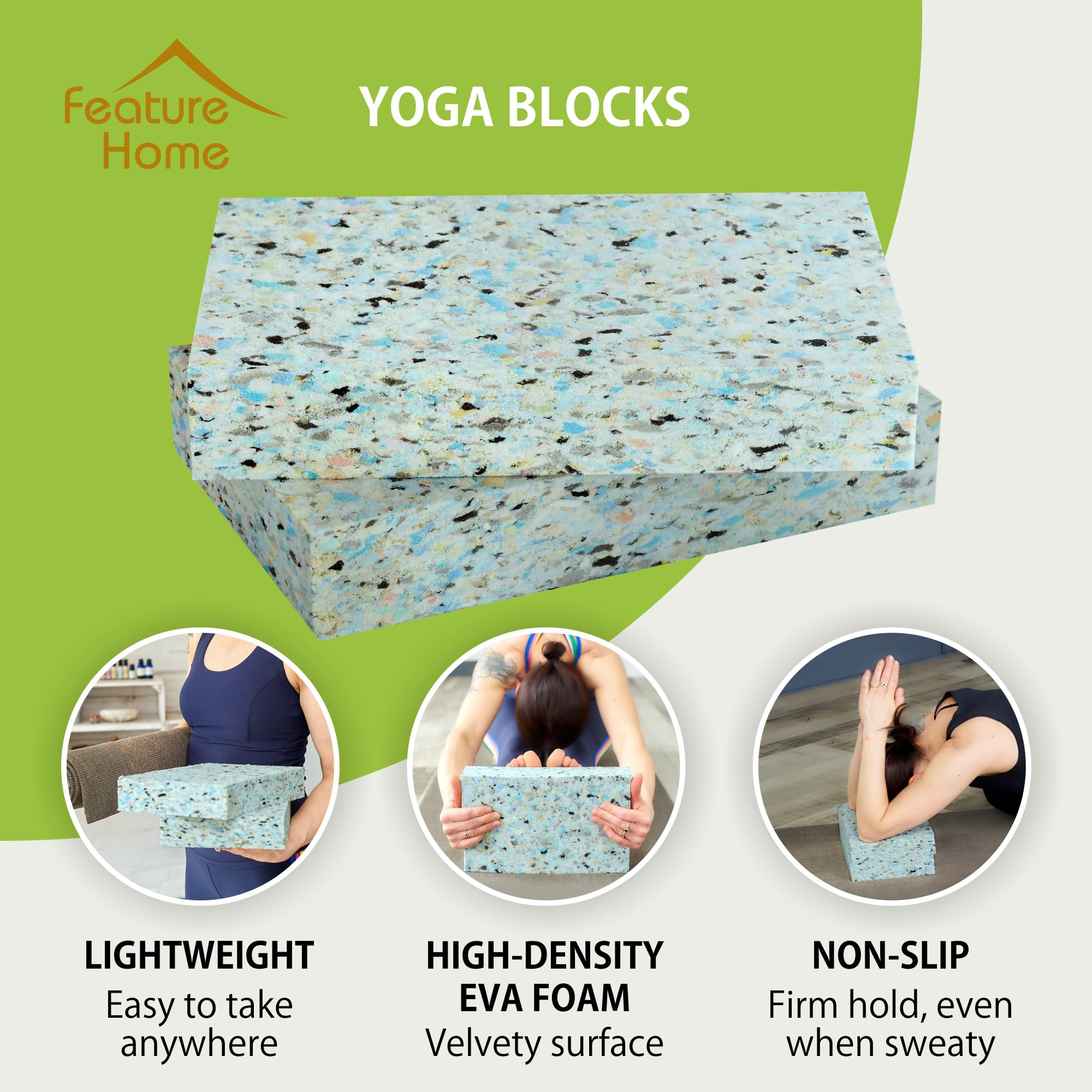 Blocchi Da Yoga Ecologici In Schiuma (Confezione Da 2) - Più Morbidi, Supporto Ad Alta Densità Per Yoga E Pilates, Design 100% Riciclato E Vegano - Dimensioni: 2 Pezzi Di 30x20x5cm - 3