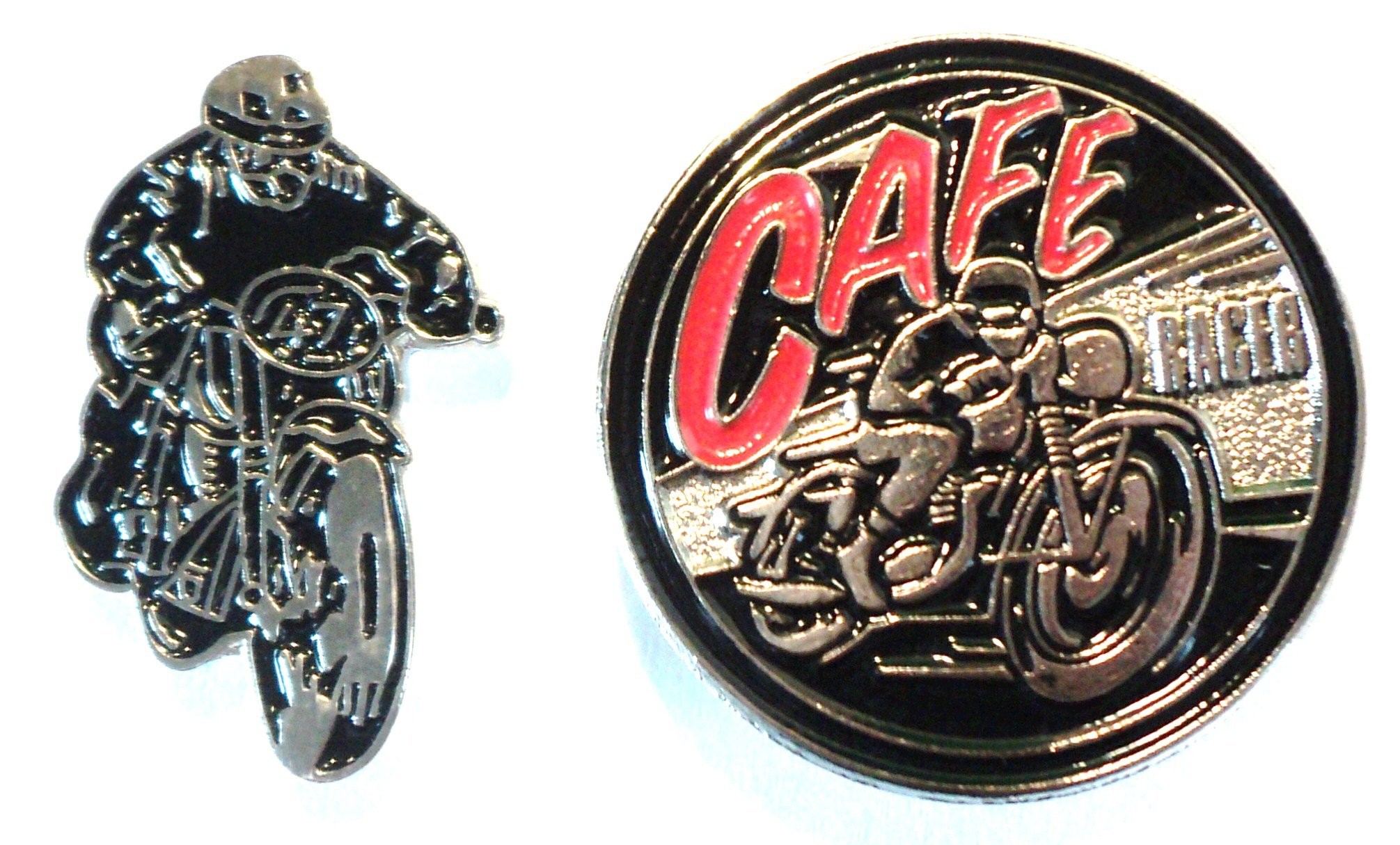 Cafe Racer 1960's Ton Up Boy TT Biker Metal Motorcycle Enamel Badge Set