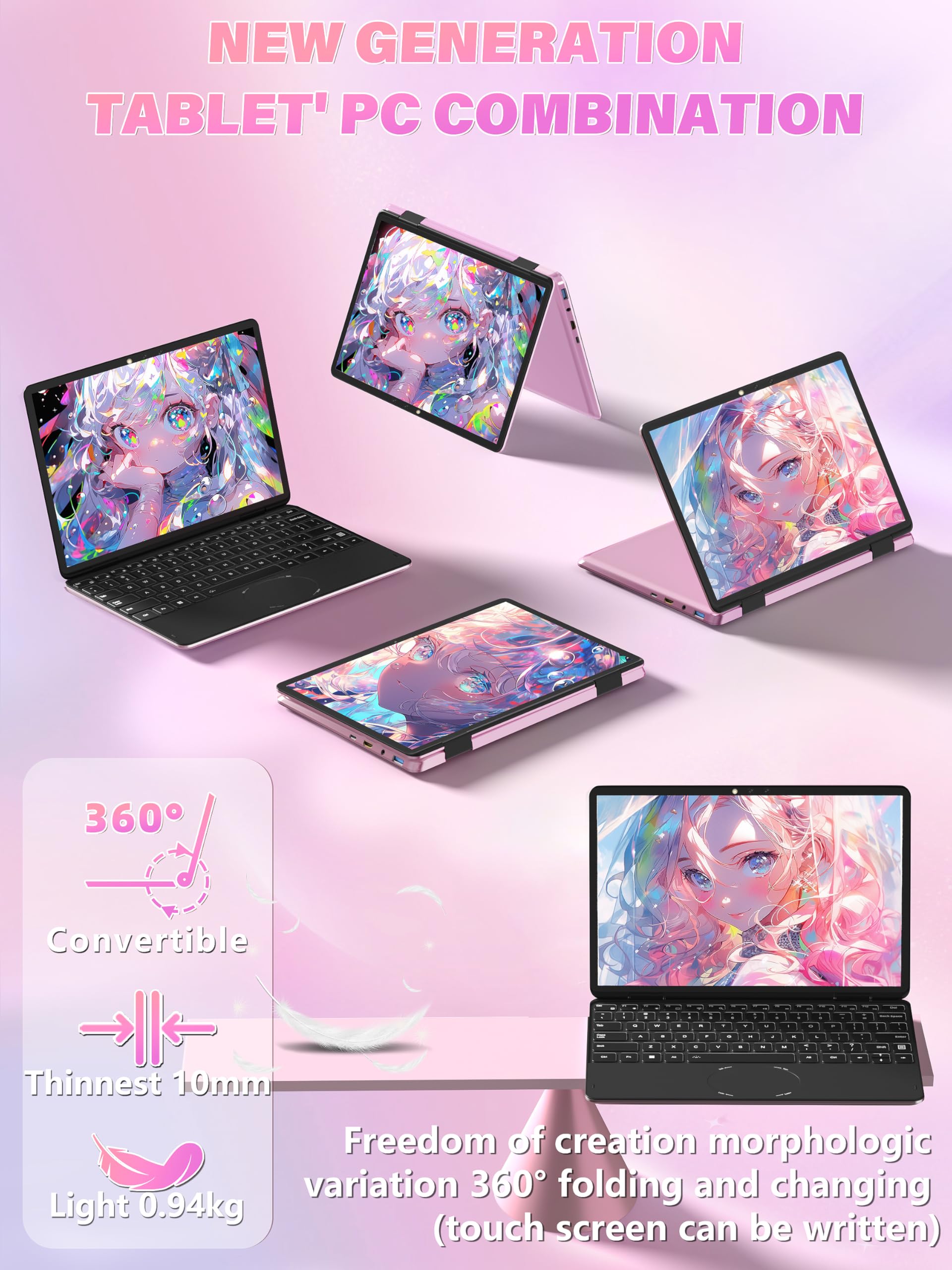 Amazon.co.jp: Svikou 11インチ ピンク 2イン1 コンバーチブルタッチ