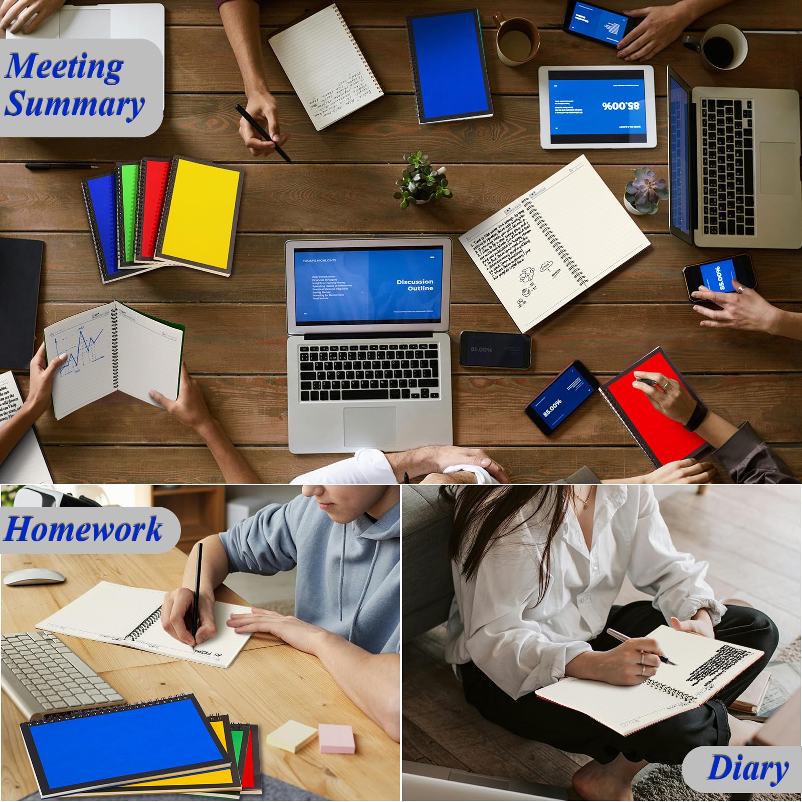 Leelosp Paquete de 12 cuadernos rayados en espiral A5, cuaderno de viaje de 5.5 x 8.3 pulgadas, notas coloridas, 60 hojas/120 páginas, notas rayadas universitarias para estudiantes, oficina, negocios
