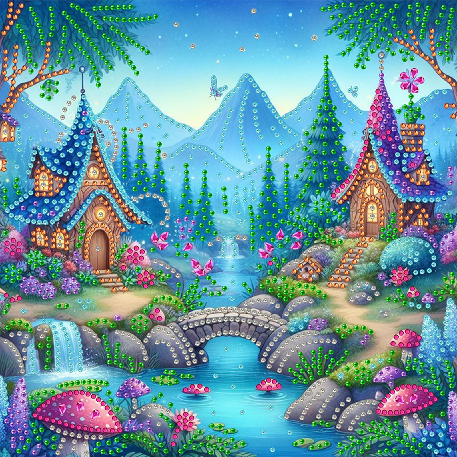 POETRYDRAW Fairy Tale Cottages DIY Diamond Art Kit 30x30cm for Adults & Beginners - Home Decor & Gem Art