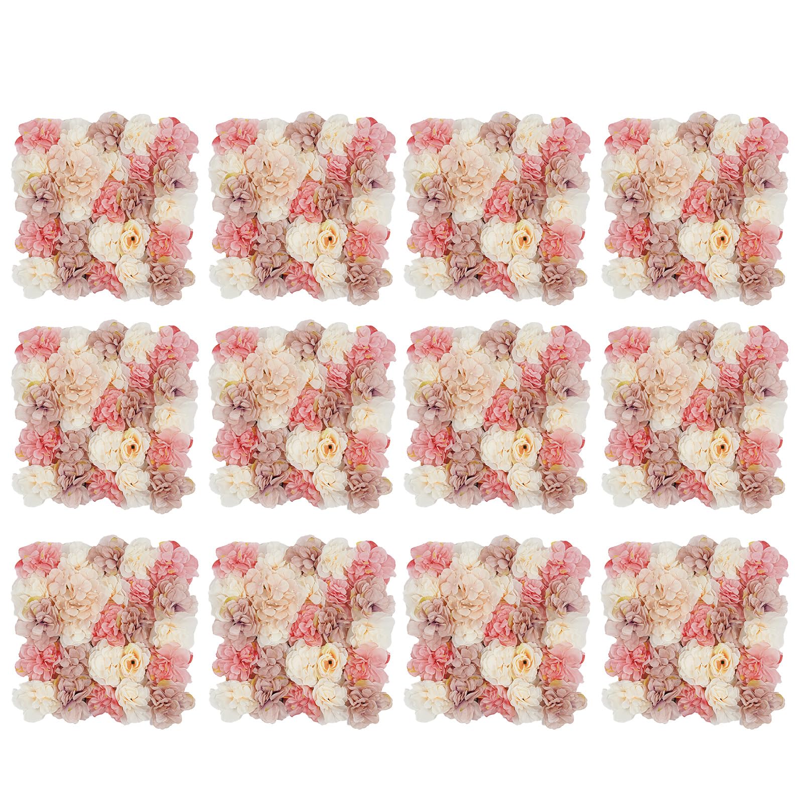Blumenwand Hintergrund12 Stück künstliche Blumenwand 38 × 38 m kunstvoll gestaltete Blumenwandpaneele Hochzeiten Verlobungen Jubiläumsfeiern Dahlien Rosen (Herbstfarbene)