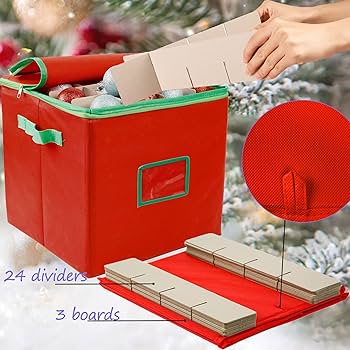 Lulu Home Christmas Ornament Storage Container, 13.4
