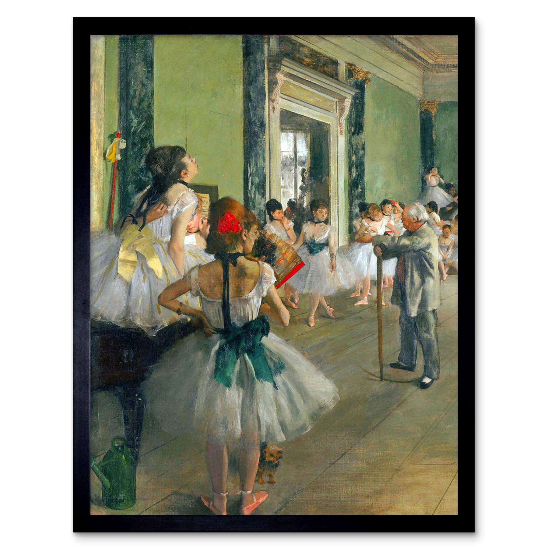 Wee Blue Coo Edgar Degas Ballet Class Old Master Painting Art Print Framed Poster Wall Decor 12X16 Inch