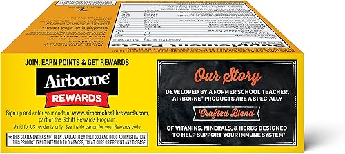 Miniatura 10 de Airborne 750 mg de vitamina C con tabletas efervescentes de zinc, suplemento de apoyo inmunológico con potentes antioxidantes, vitaminas A, C, D3 y