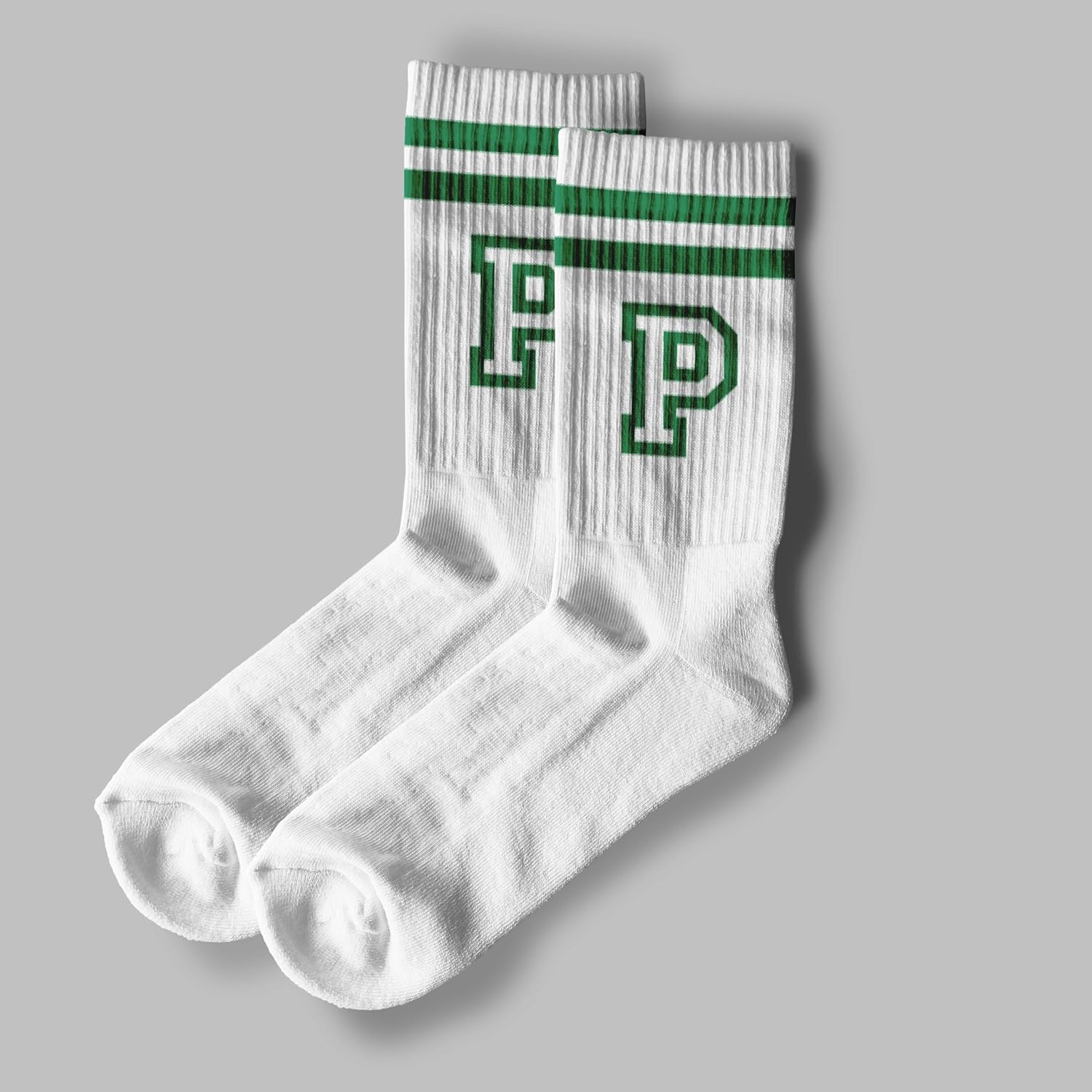 Striped Initial Socks with the Letter in Green, St. Patricks Day Socks Gifts for Family Friends, etc. - Image 3