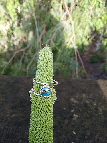 Miniatura 5 de Blue Copper Turquoise Ring, 925 Sterling Silver Ring, Double Band Ring, December Birthstone Ring, Gothic Ring, Wedding Ring, Gift For Her, Gypsy