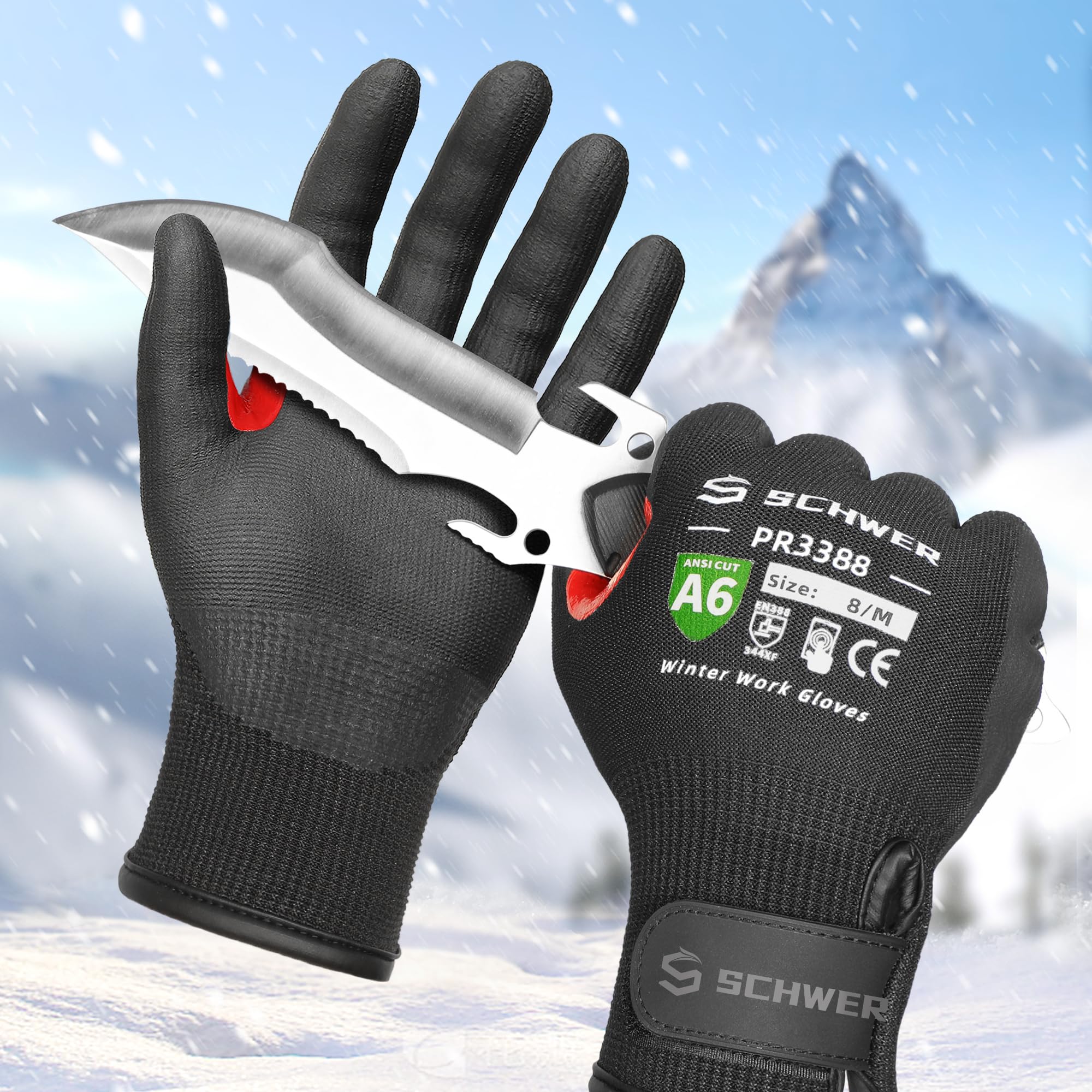 FreezeGuard Winter Work Gloves for Men and Women, ANSI A6 Cut Resistant Gloves With Super Grip, Freezer Glove for Work, Touchscreen, Thermal Insulated