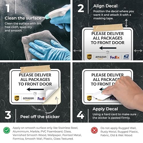 Vista 608 de Cartel de entrega del paquete, letrero de instrucciones de entrega, 10 x 7 pulgadas, aluminio 040 libre de óxido, resistente a la decoloración