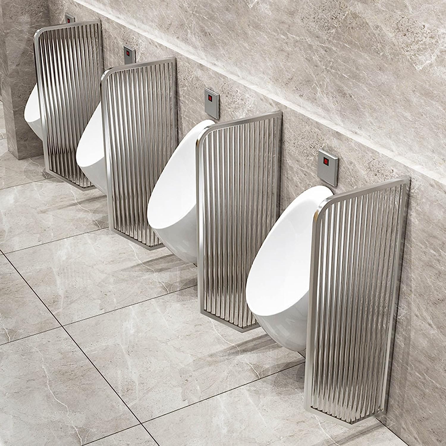 AYCDL Urinal Privacy Screen Wall Mounted Urinal Baffle, Modern Simple Public Toilet Men's Toilet Urinal Partition, Tempered Glass Urinal Partition Extender,Silvery-1pcs