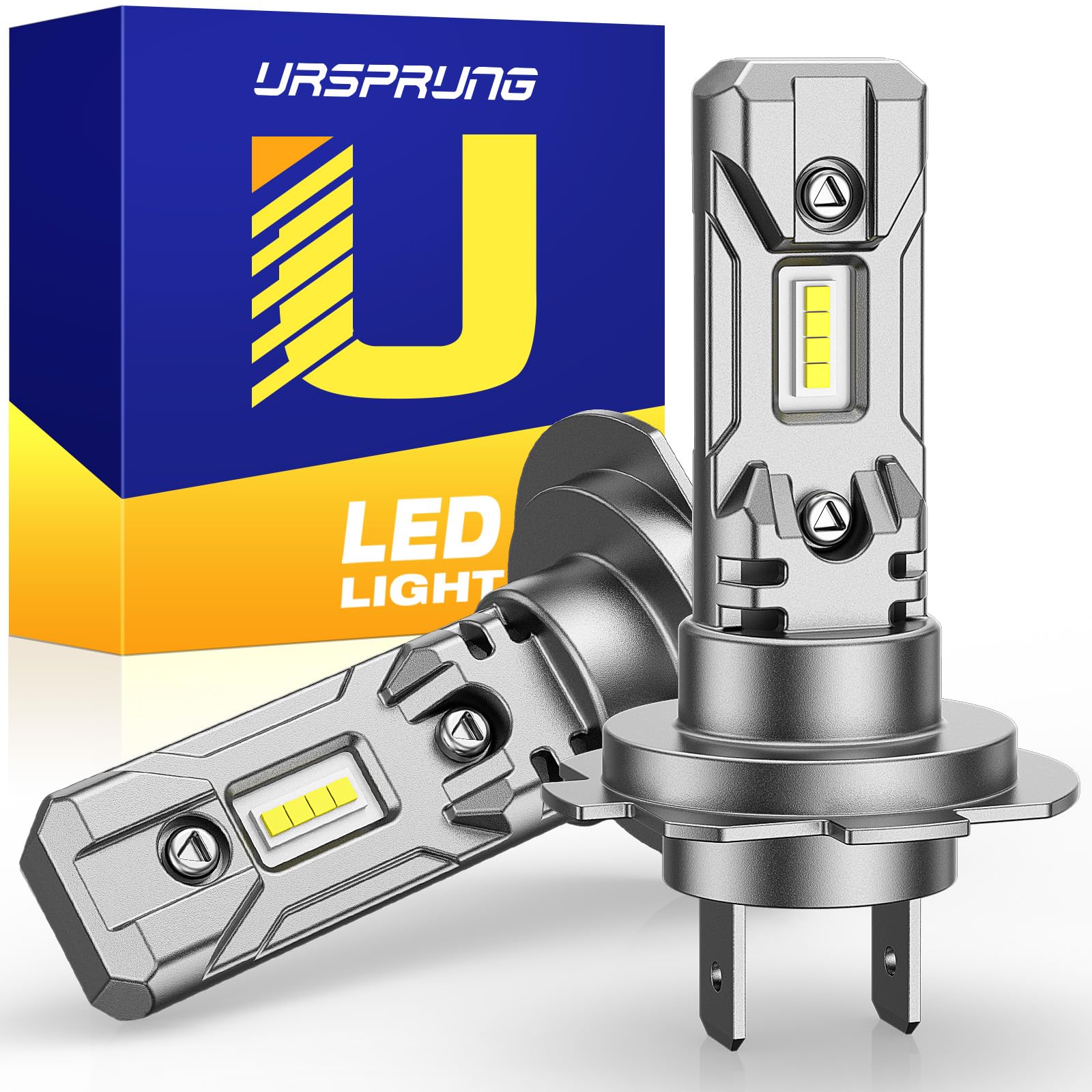 Ursprung Ultra Bright H7 Light Bulb, 2025 Latest 16CSP High-Density Chip Upgrade, 900% Brighter 6500K Cool White, 60,000 Hours Lifespan, IP69 Waterproof, No Hassle Installation Fog, Pack of 2