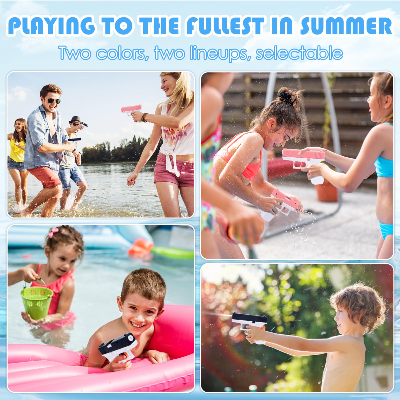 Pistolets à Eau - Lot De 2 - Portée 10-12m - 100ml - Pour Enfants - Été, Plage, Piscine