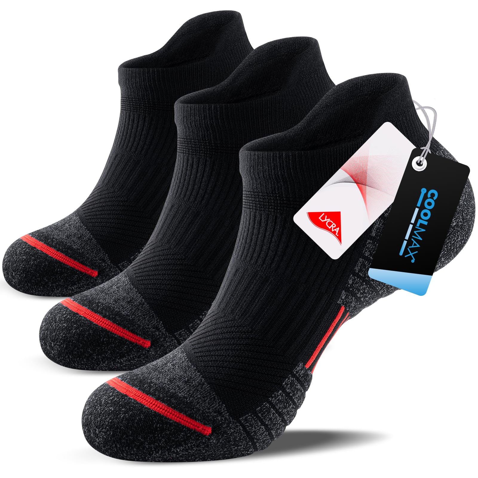 PULIOU Trainer Socks for Men and Women Cushioned Sports Socks Anti-Blister Running Socks Athletic Ankle Socks - UK Seller (6 Pairs)