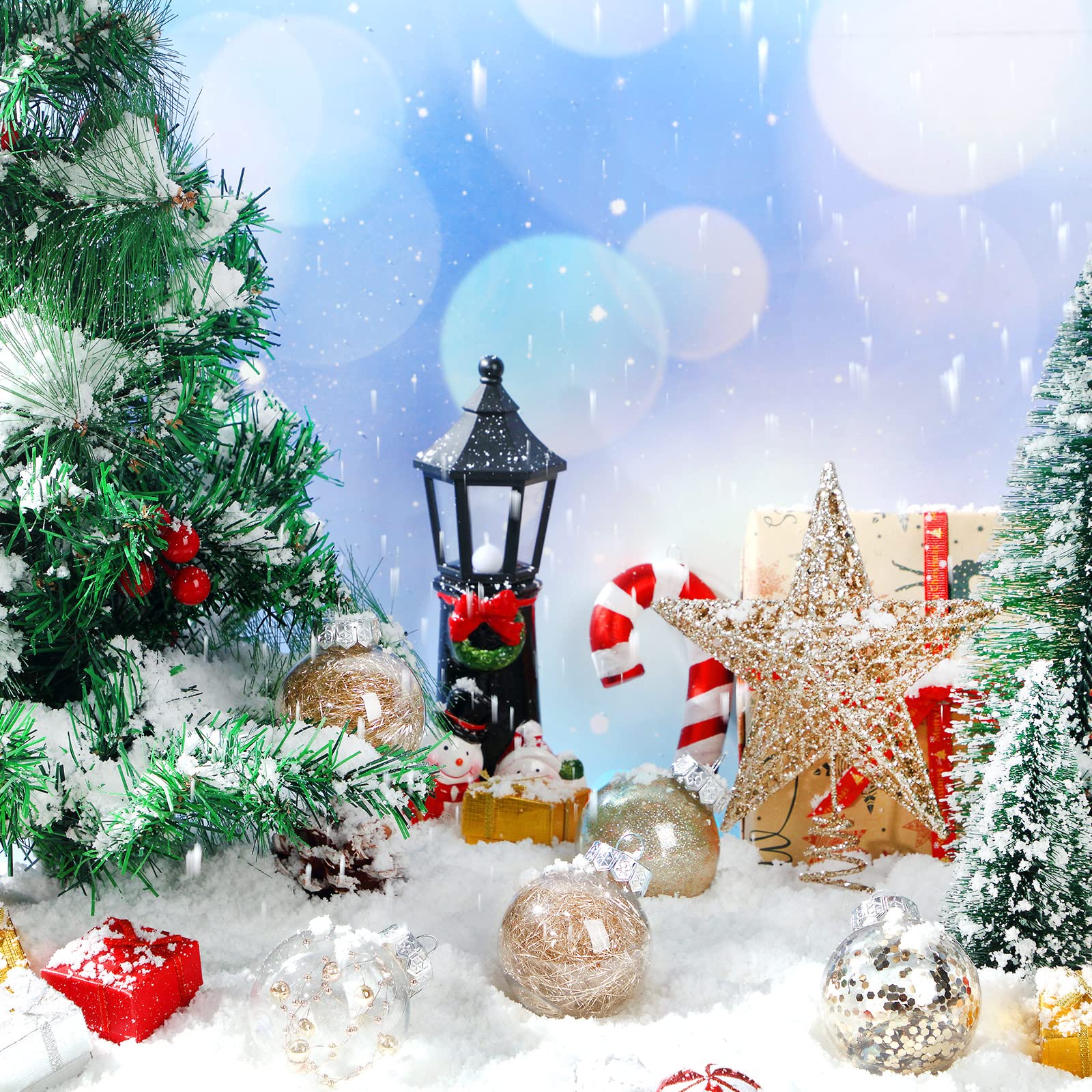 Lot de 24 boules de Noël en plastique incassable avec une étoile de sapin de Noël pour Noël, Nouvel An, mariage, maison, vacances, décoration de fête (champagne doré)