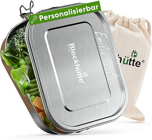 Blockhütte Personalisierte Edelstahl Brotdose mit Gravur I 1200ml I ...