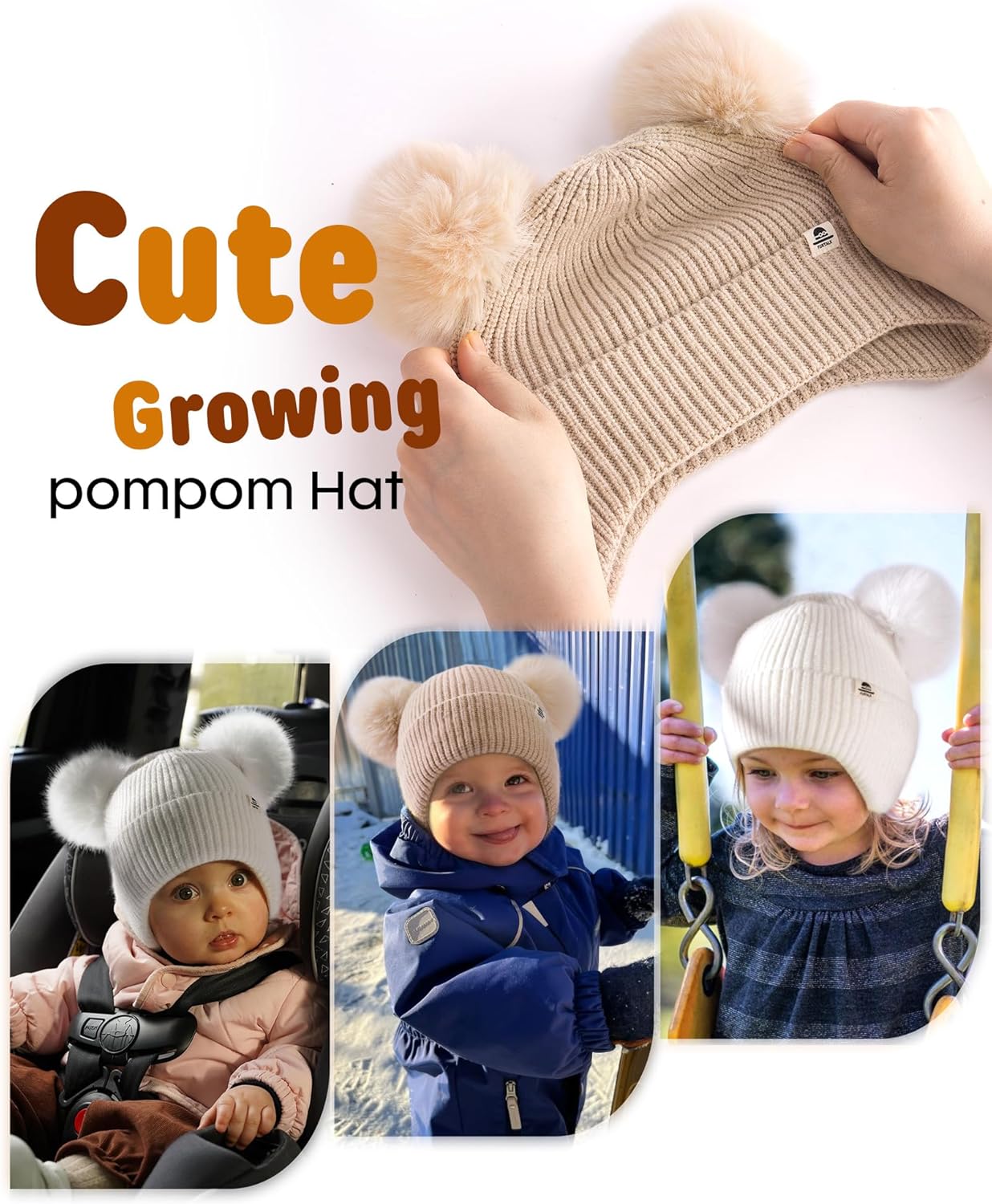 FURTALK Baby Toddler Winter Hat Pom Pom Beanie Girls Boys with Fleece Lined Kids Warm Cap - Image 4