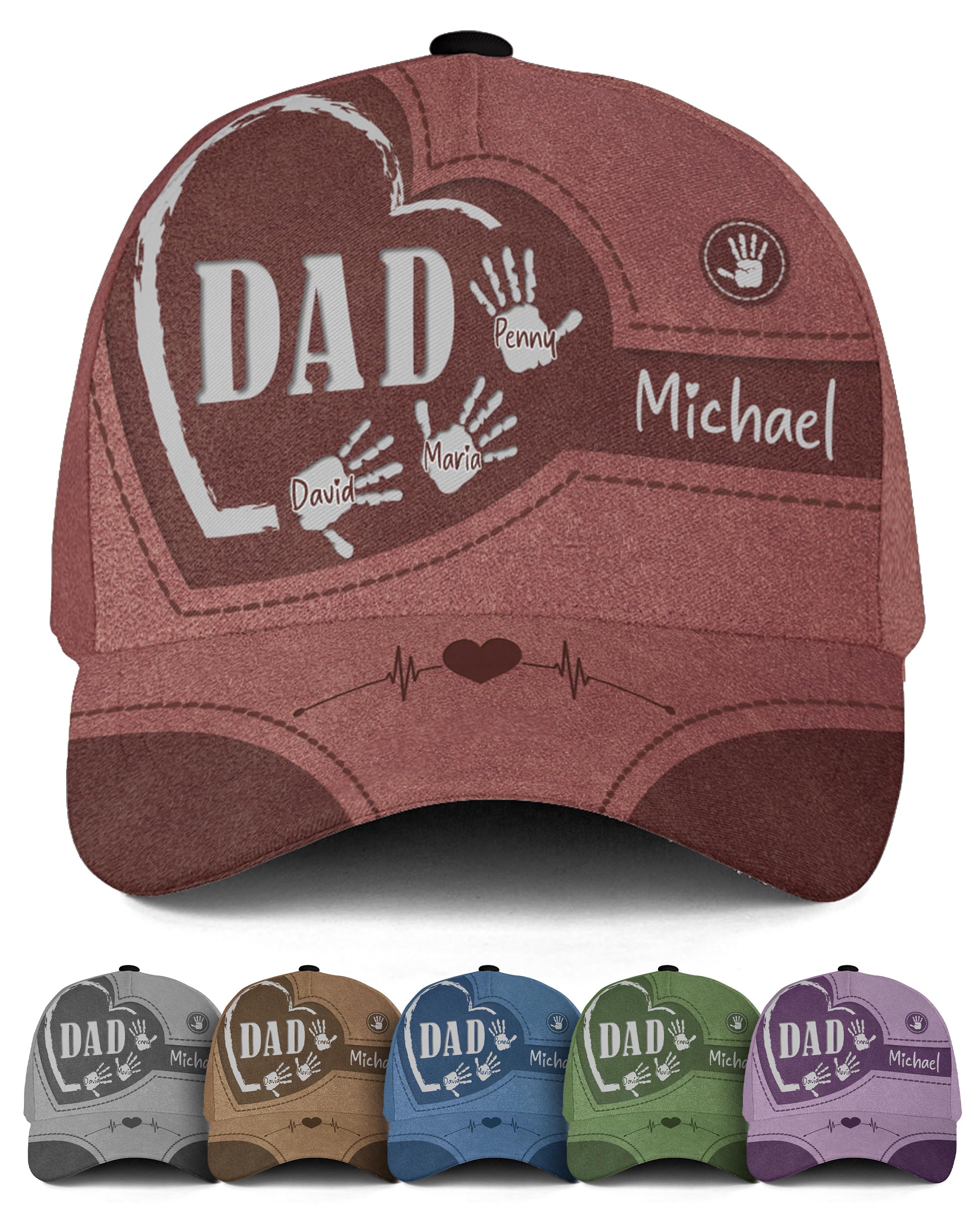 Custom Dad Hat with Kids Names - Personalized 3D Baseball Cap for Men Grandpa Papa Daddy, Father’s Day 2025 Customized Gift from Son Daughter, Fist Bump Design, American Flag, Best Dad Ever Cap