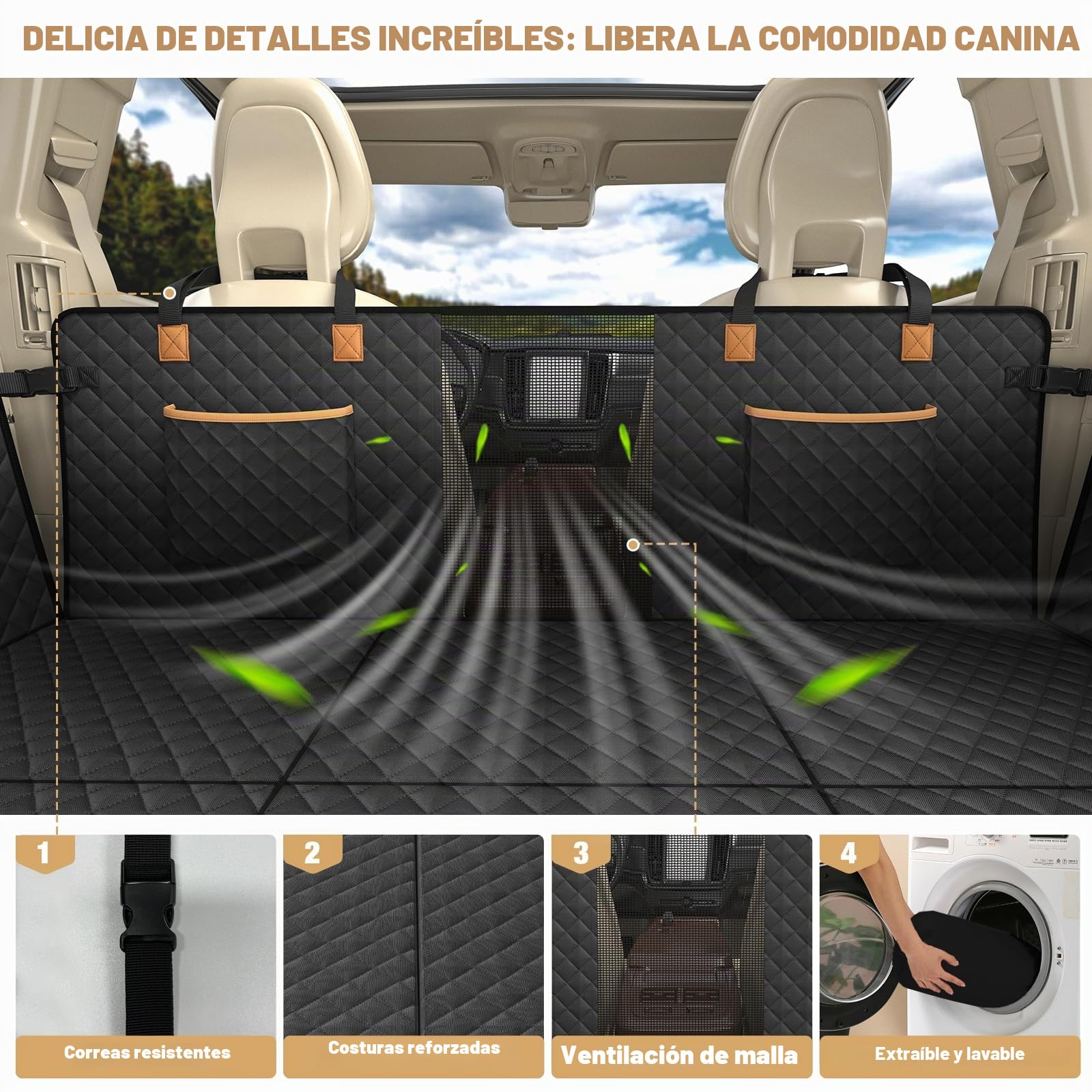 Lekereise Extensor de Asiento Trasero para Perros – Funda de Asiento de Coche para Perro para Asiento Trasero, Hamaca de Perro de Fondo Duro para Coche, colchón de Aire de Camping, Hamaca Cama de