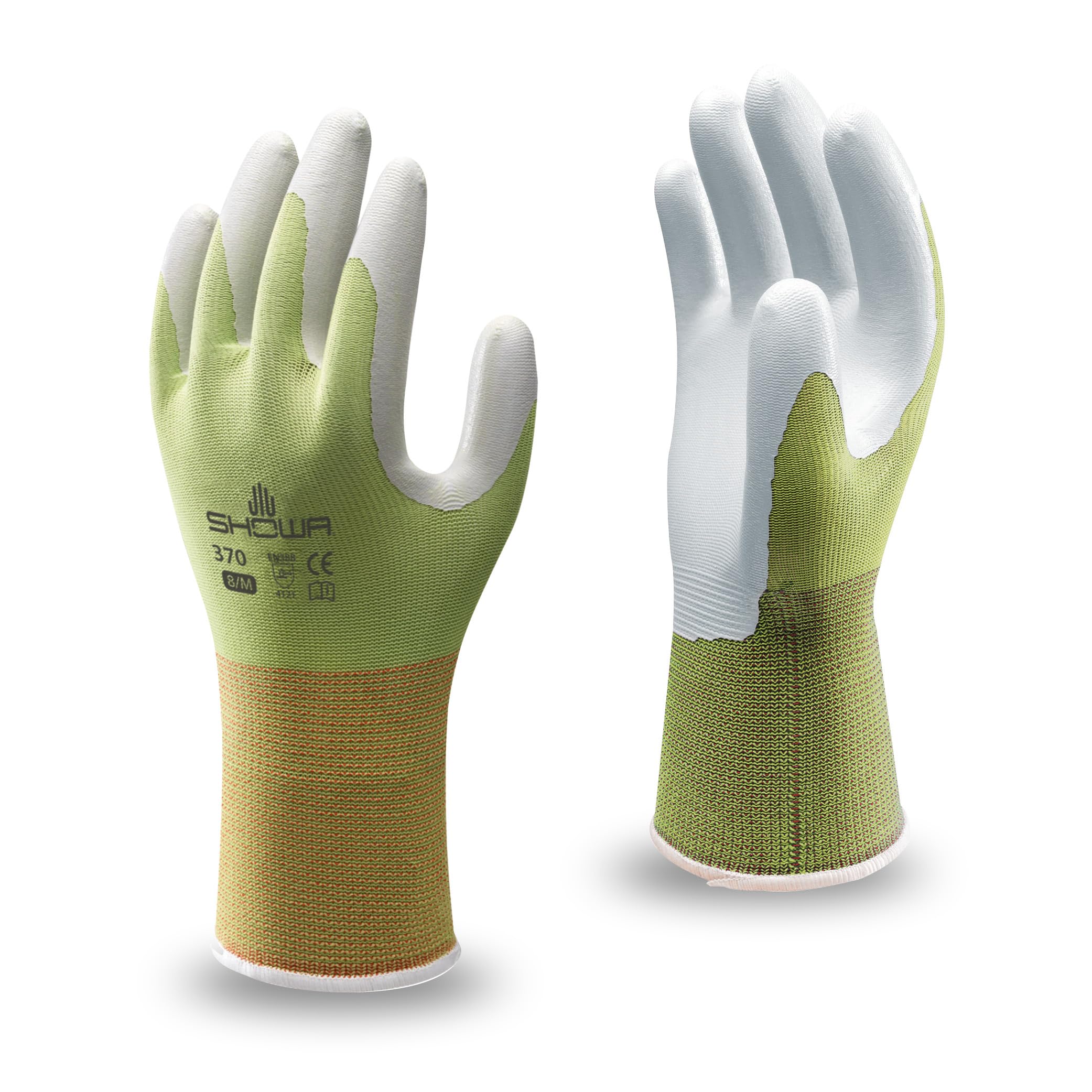 SHOWA Floreo 370 Gardening Gloves for Women & Men – 1 Pair Nitrile-Coated Garden Gloves with Touchscreen Grip – Lightweight, Breathable & Comfortable Fit for Gardening & DIY Tasks - Green 7/Medium