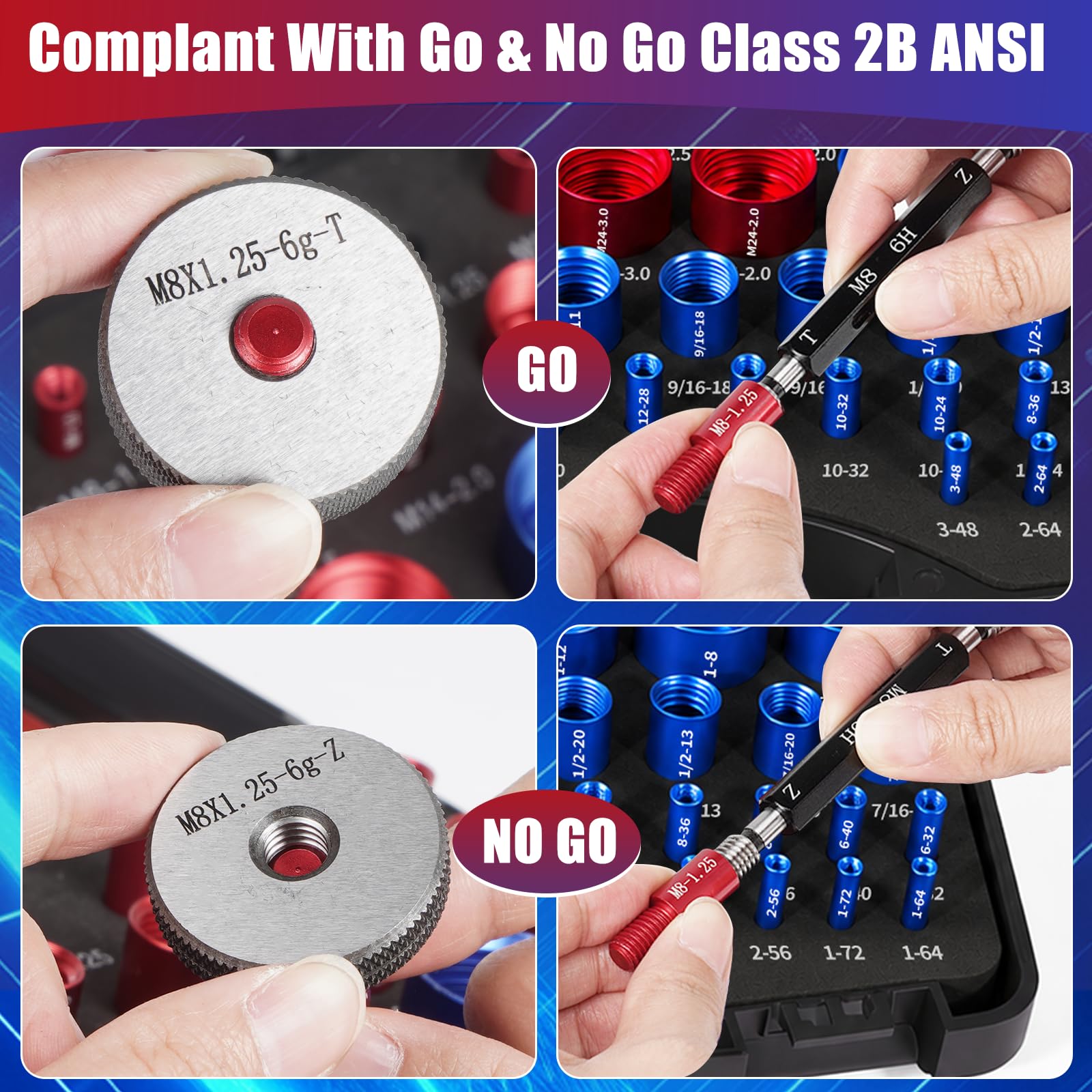 Thread Checker Kit - 82Pcs Nut & Bolt Gauges -6