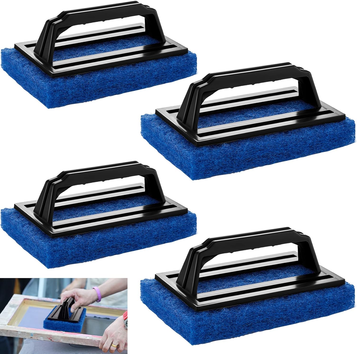 4 Pcs Screen Printing Scrub Pad Reclaiming Mesh Frames Blue