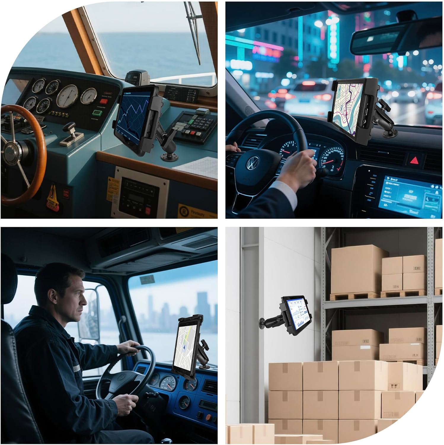 Heavy Duty Tablet Mount for Truck, Aluminum Drill Base Tablet Holder, Compatible with Galaxy Tab Active Tablets/iPad, Industrial iPad Holder for Wall, Truck, Warehouse,Dashboard,Boat