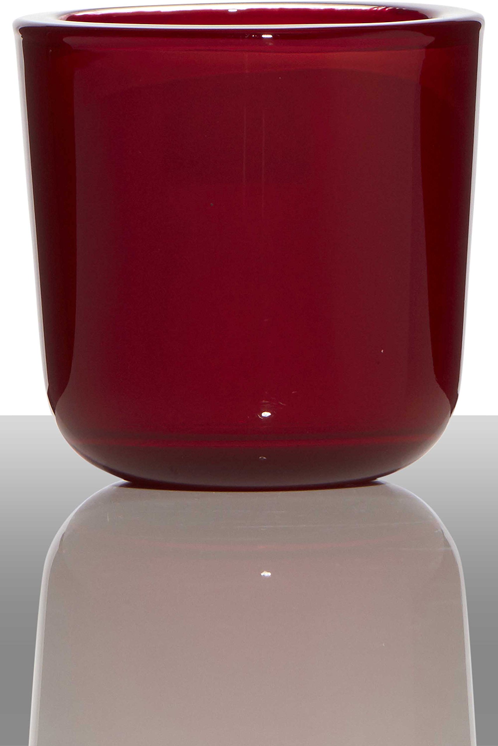 INNA-Glas Tea light candle holder NICK, cylinder/round, red, 3"/7,5cm, Ø3/7,5cm - Lantern for tealight/Small glass candle holder