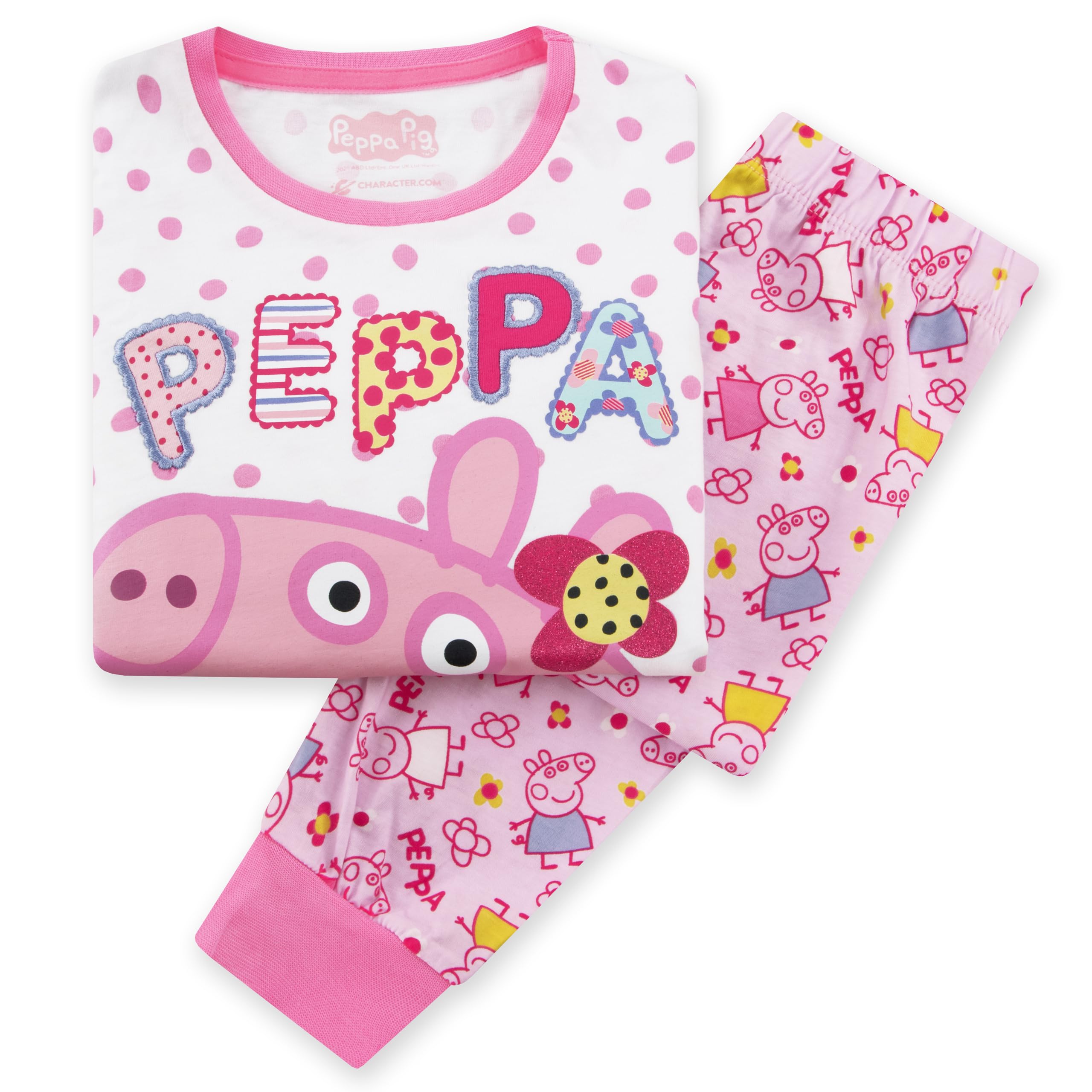 Peppa Pig Pijama Niña | Pijamas Invierno Niñas con Diseño de Flores
