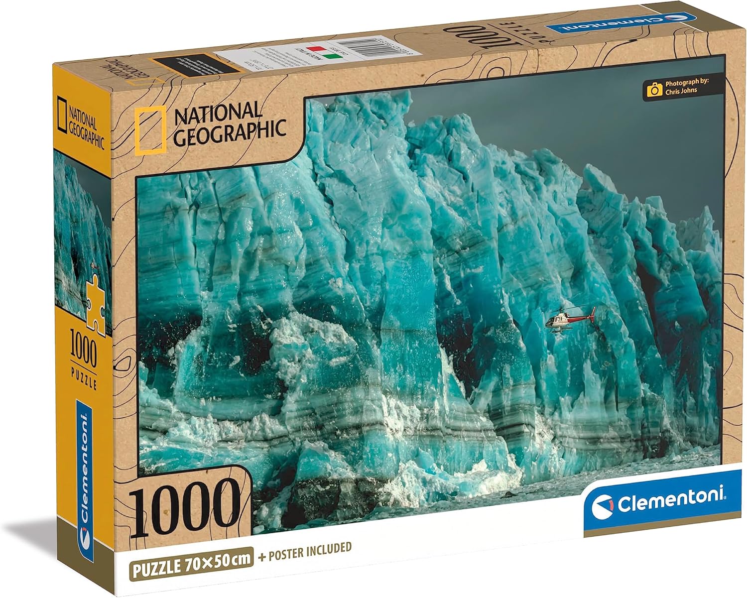 Clementoni - 39731 - Puzzle National Geographic - Hubbard Glacier - Jigsaw Puzzle 1000 Pieces, Jigsaw Puzzle for Adults - Made in Italy