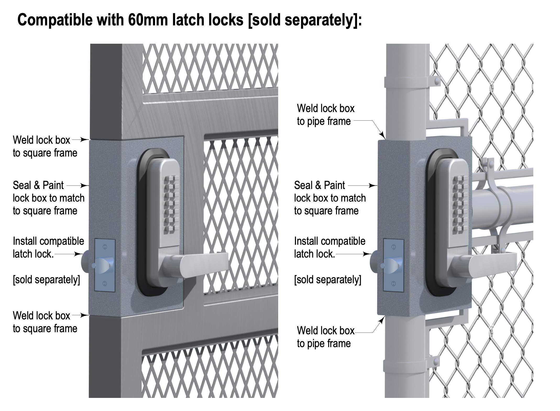 Buy GB2020 Gate Lock Box Steel Gate Box for Double Keypad Mechanical