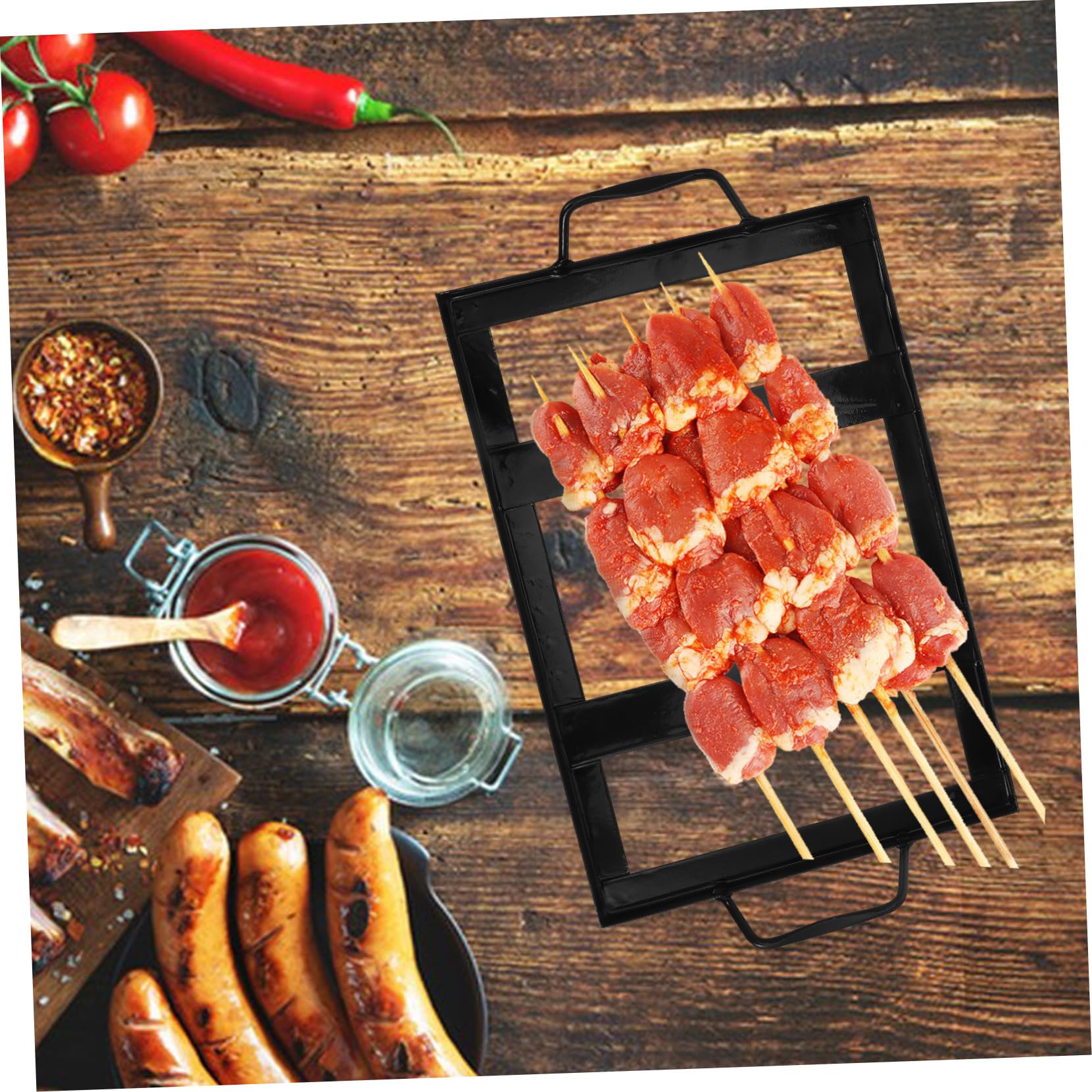 Support robuste en émail noir pour griller, barbecue et cuisine en plein air – Support de rôtissage parfait pour les fêtes avec des amis et des amis