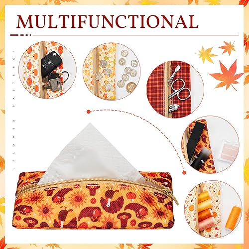 Miniatura 7 de Sherr 5 piezas de pañuelos para bolso, bolsillo para pañuelos, reutilizable, bolsa de pañuelos de viaje, cremallera cerrada, tamaño pequeño, patrón