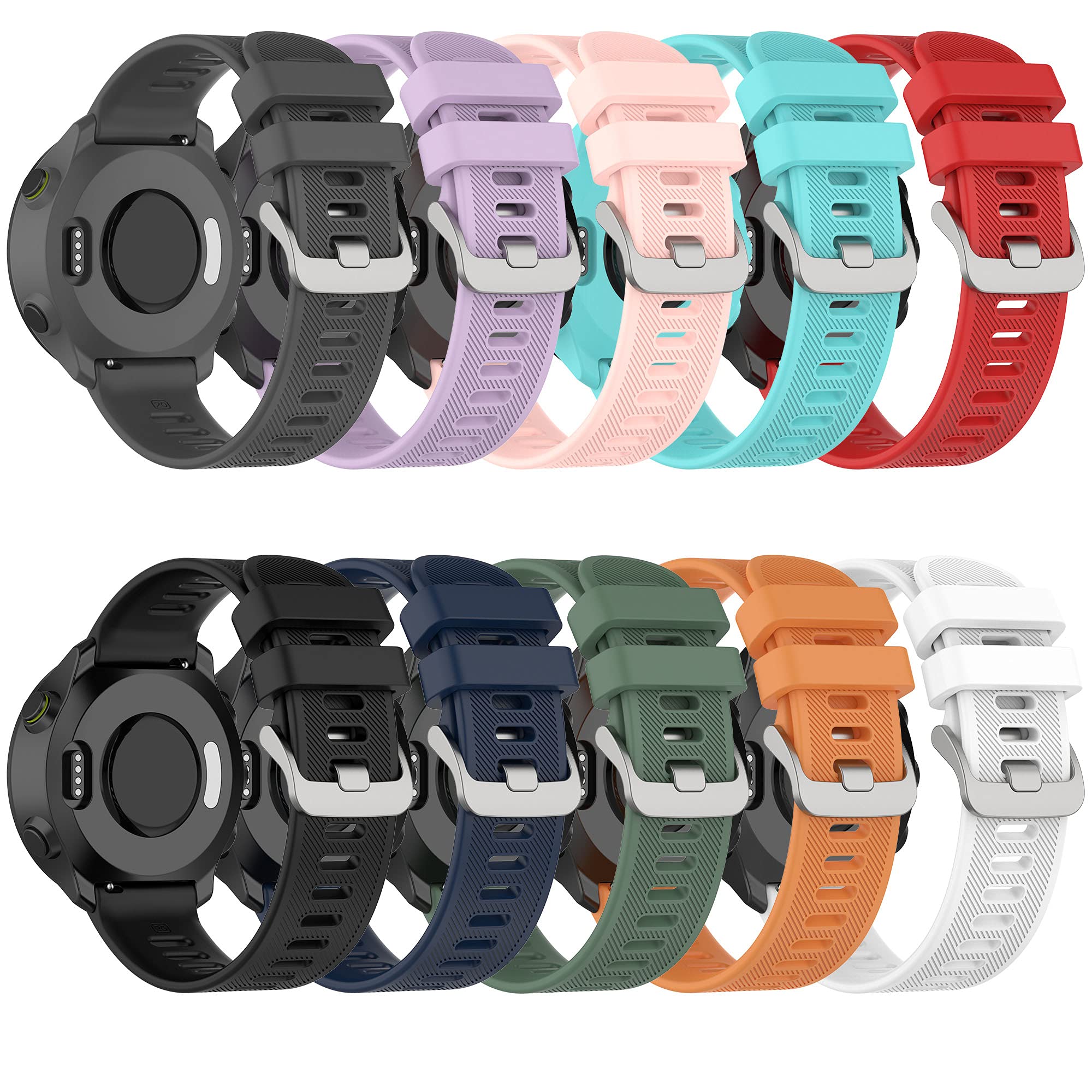 Compatible for Garmin Forerunner 158/Forerunner 55, Silicone Wristband Replacement WatchBand Strap for Garmin Forerunner 158/Forerunner 55 Smartwatch (10 Colors)-image-37