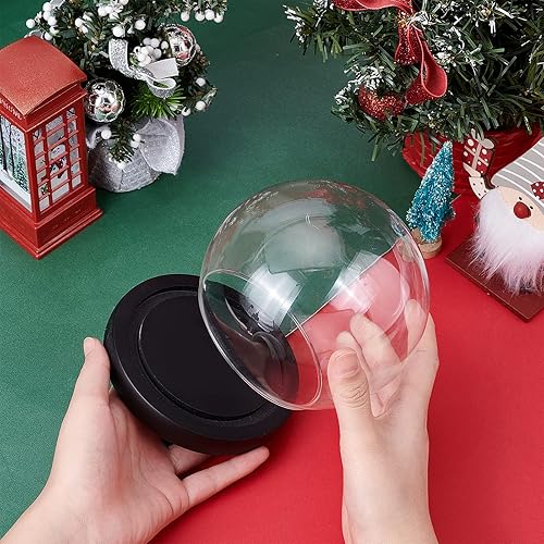 Miniatura 10 de PH PandaHall Cúpula Cloche de cristal de 4.9 x 4.5 pulgadas, vitrina de cristal con base, cúpula decorativa, cúpula de nieve para luces de hadas,